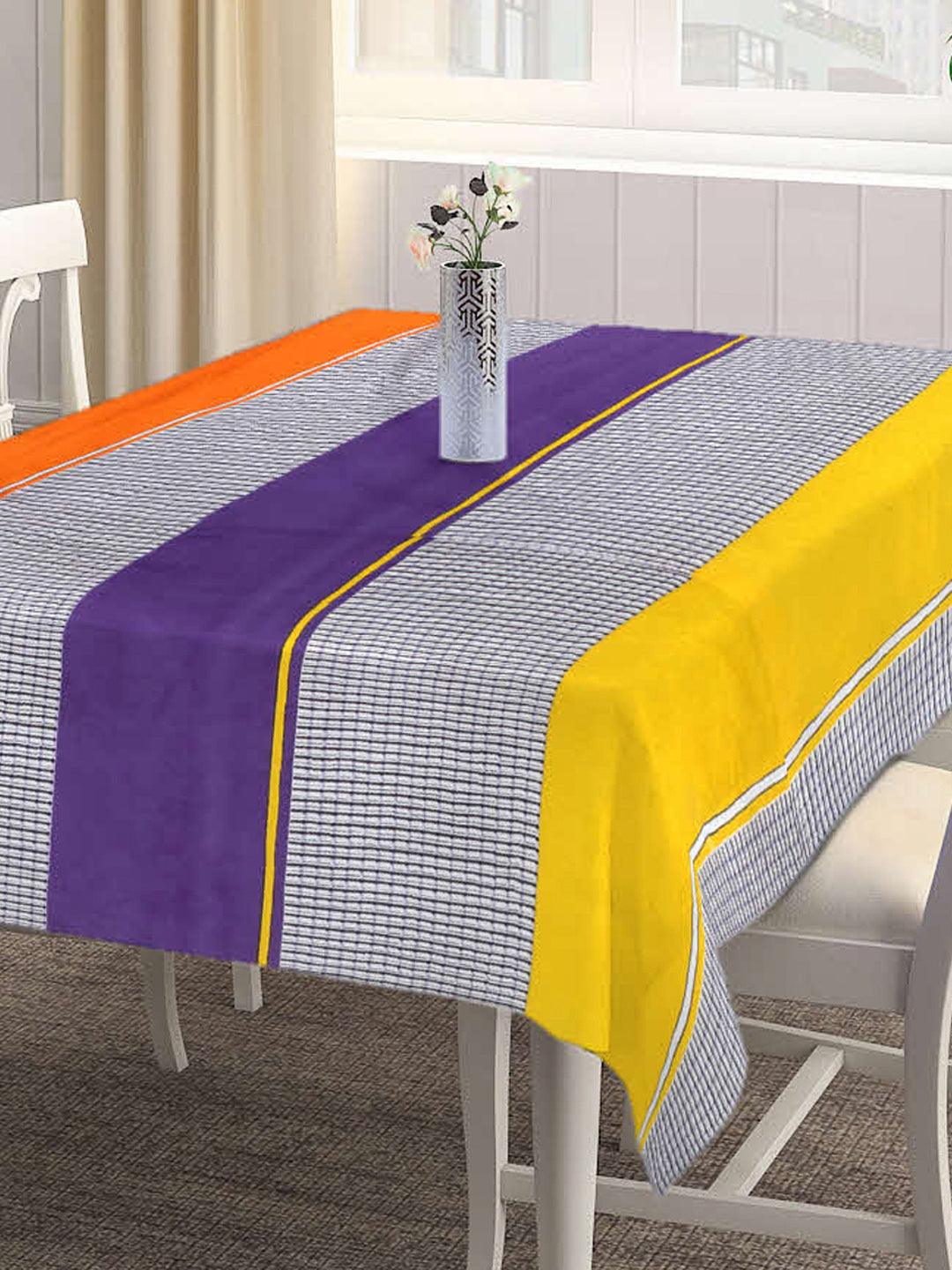 Arrabi Multi Stripes Cotton Blend 8 SEATER Table Cover (225 X 150 cm)