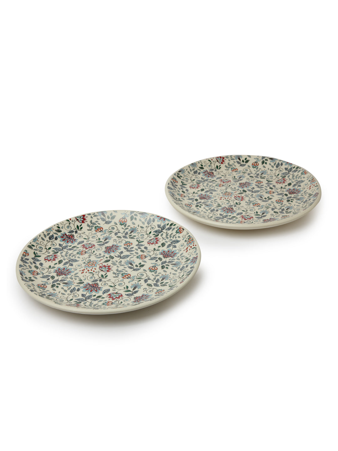 Handcrafted & Hand Printed Stoneware Matte Plates (Set of 4)