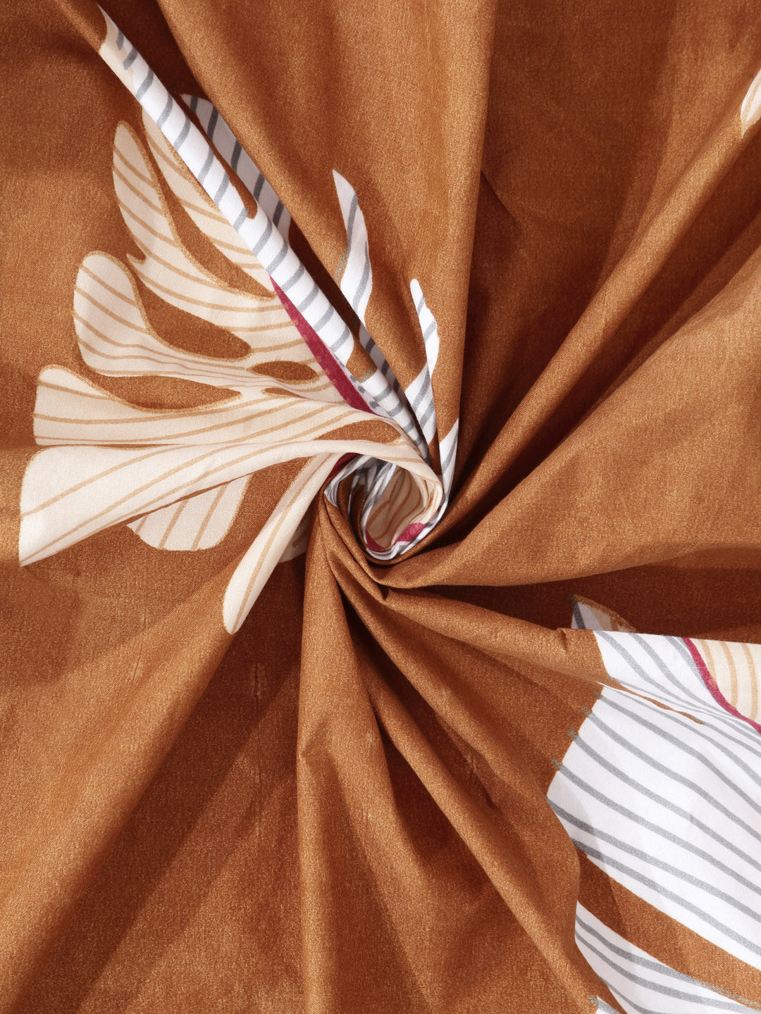 Arrabi Brown Leaf Cotton Blend 8 SEATER Table Cover (215 X 150 cm)