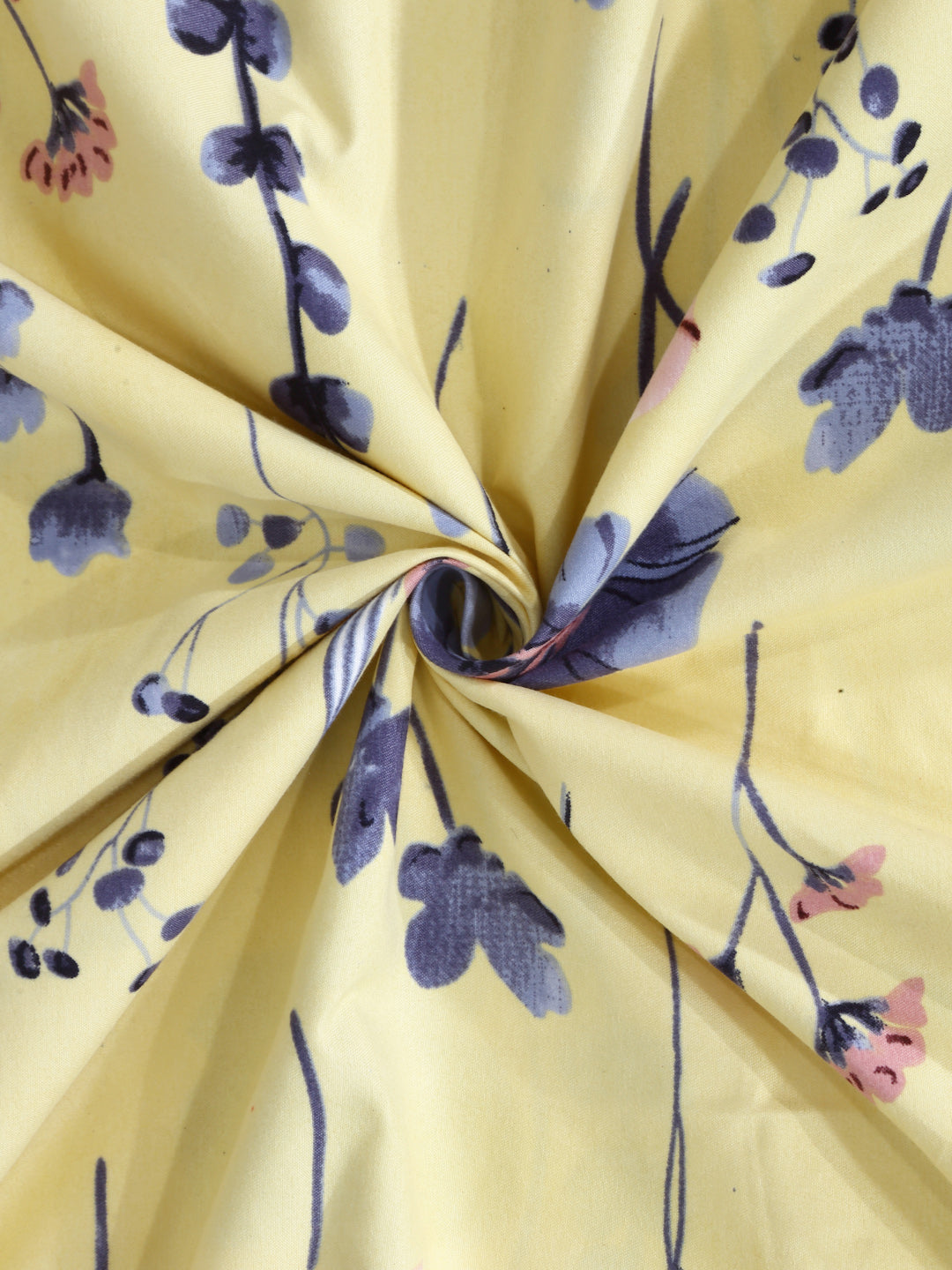 Arrabi Yellow Floral Cotton Blend 6 SEATER Table Cover (180 X 130 cm)