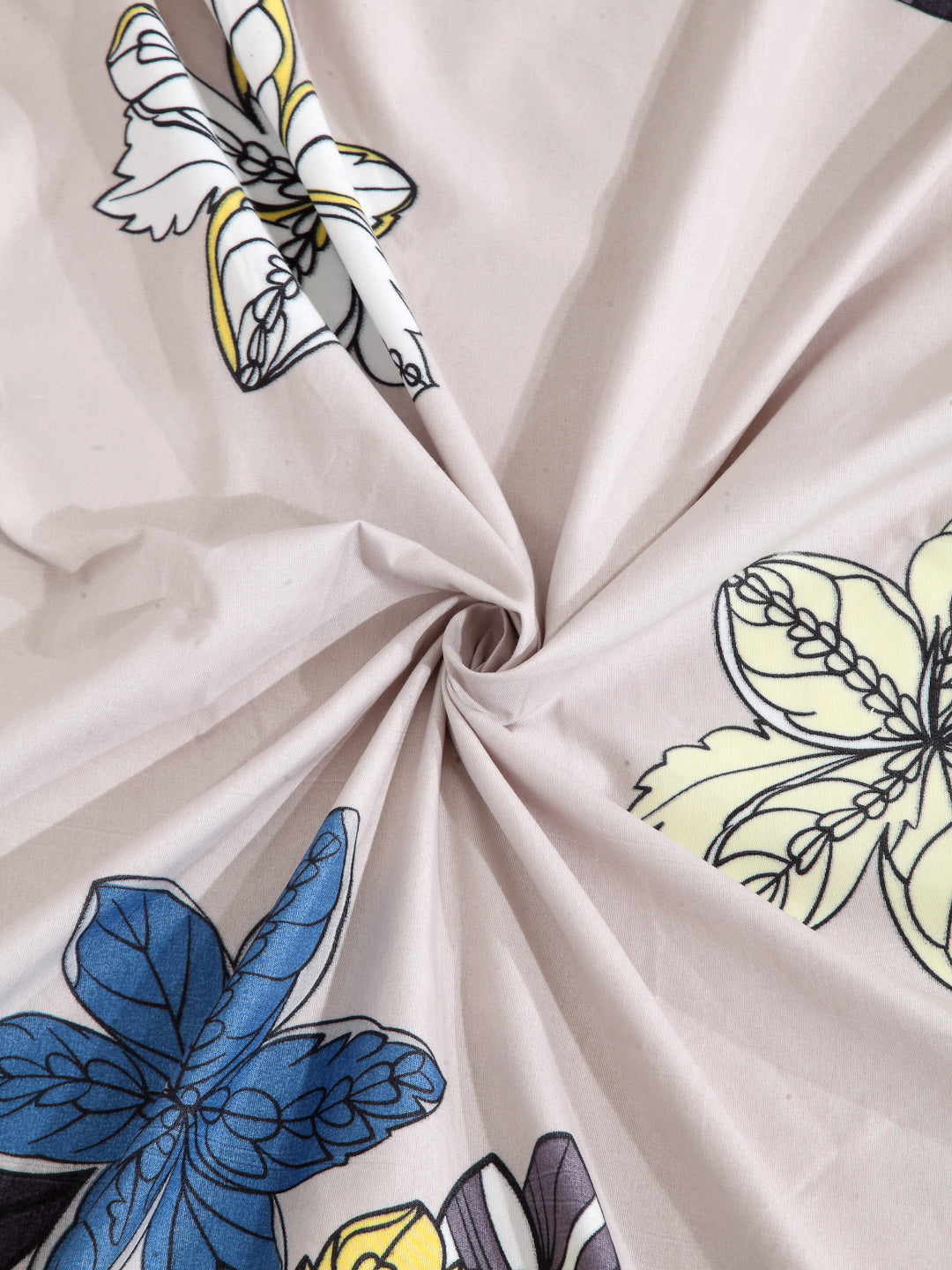 Arrabi Beige Floral Cotton Blend 8 SEATER Table Cover (215 X 150 cm)