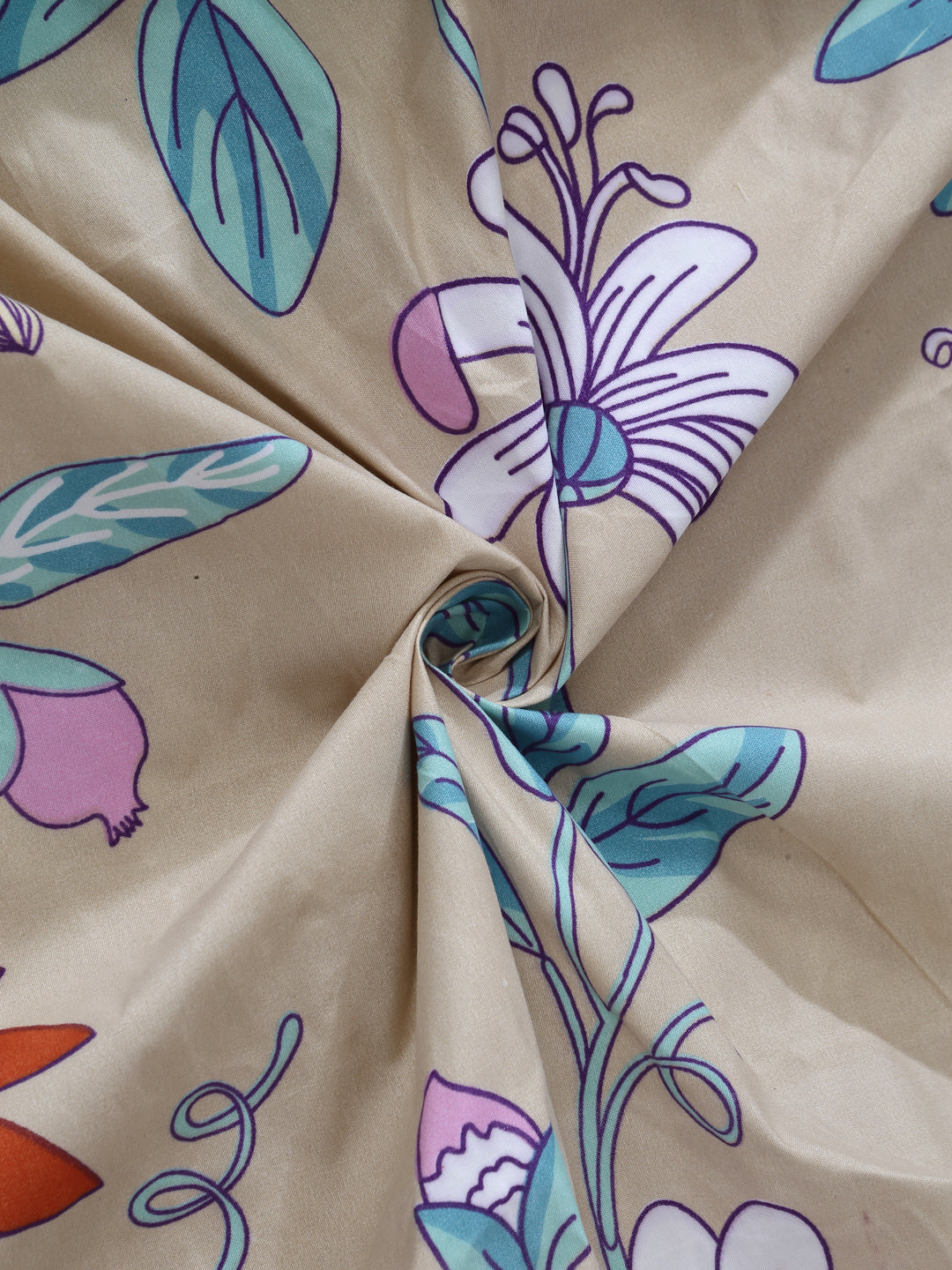 Arrabi Brown Floral Cotton Blend 8 SEATER Table Cover (215 X 150 cm)