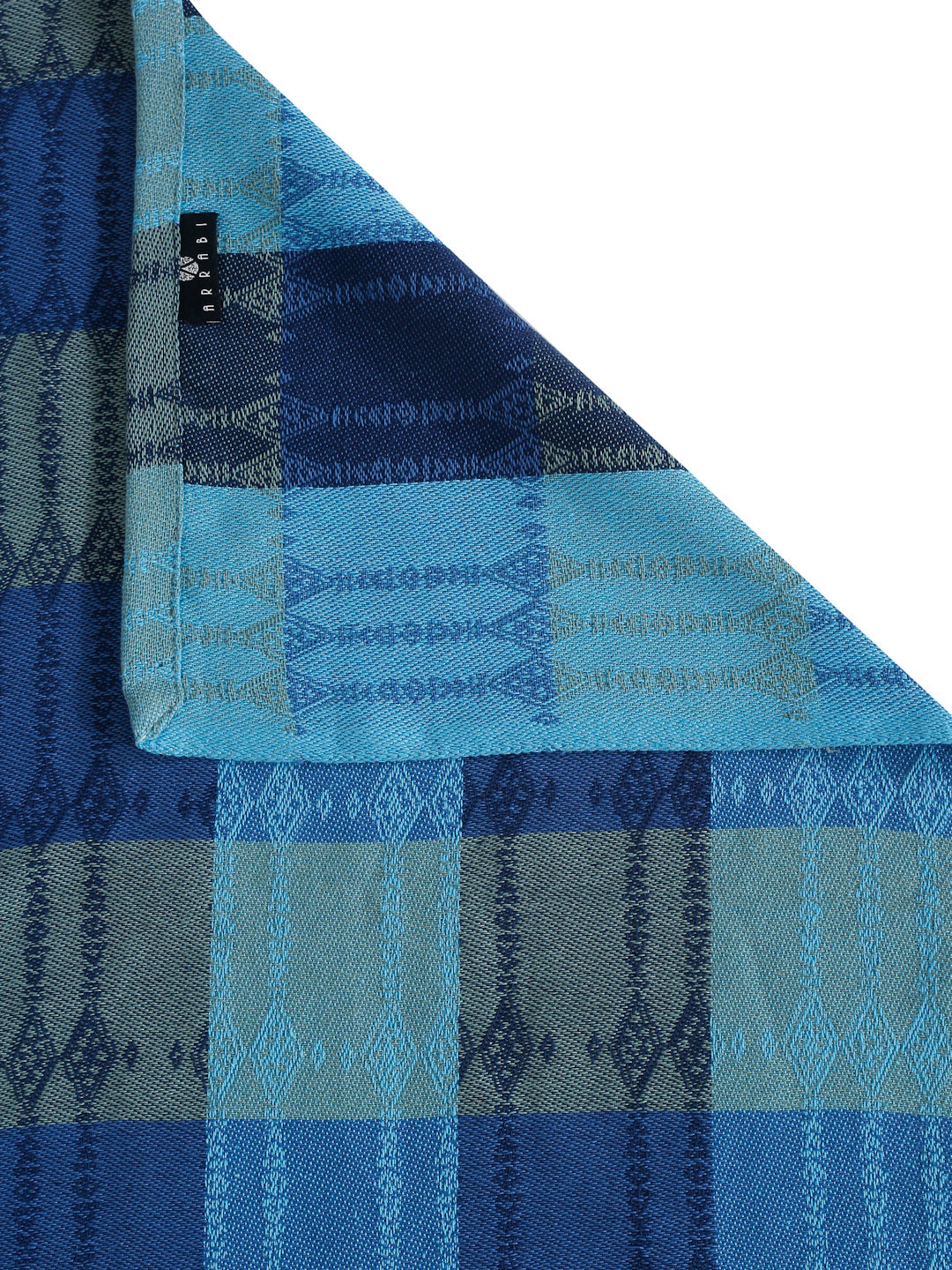 Arrabi Blue Geometric 100% Handwoven Cotton 8 SEATER Table Cover (225 x 150 cm)