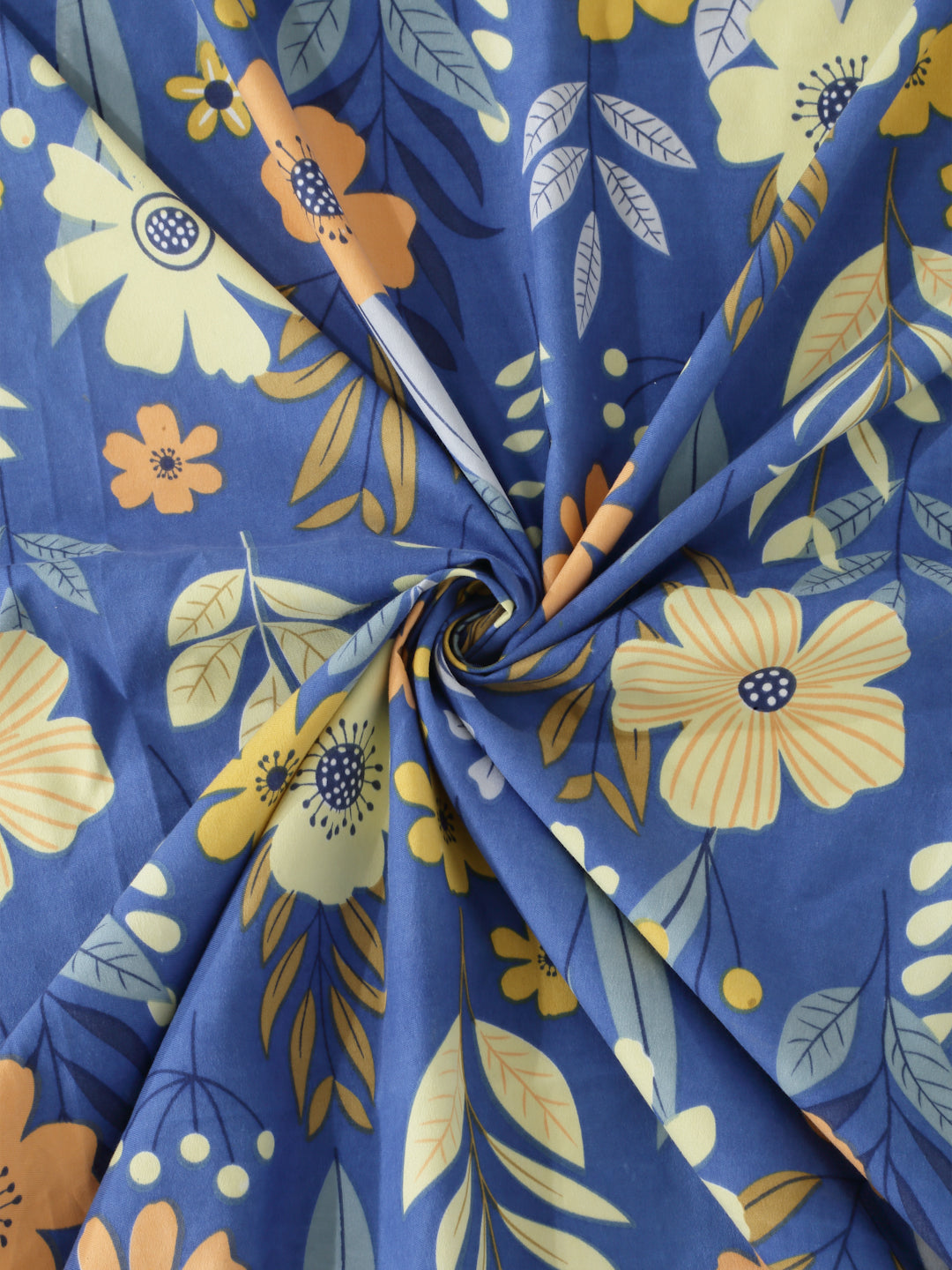 Arrabi Blue Floral Cotton Blend 6 SEATER Table Cover (180 x 130 cm)