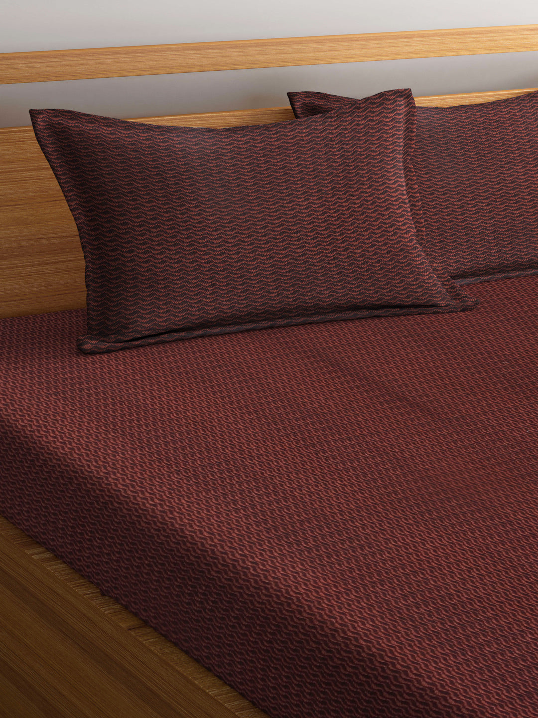 Arrabi Brown Stripes Handwoven Cotton Super King Size Bedsheet with 2 Pillow Covers (270 X 270 cm)