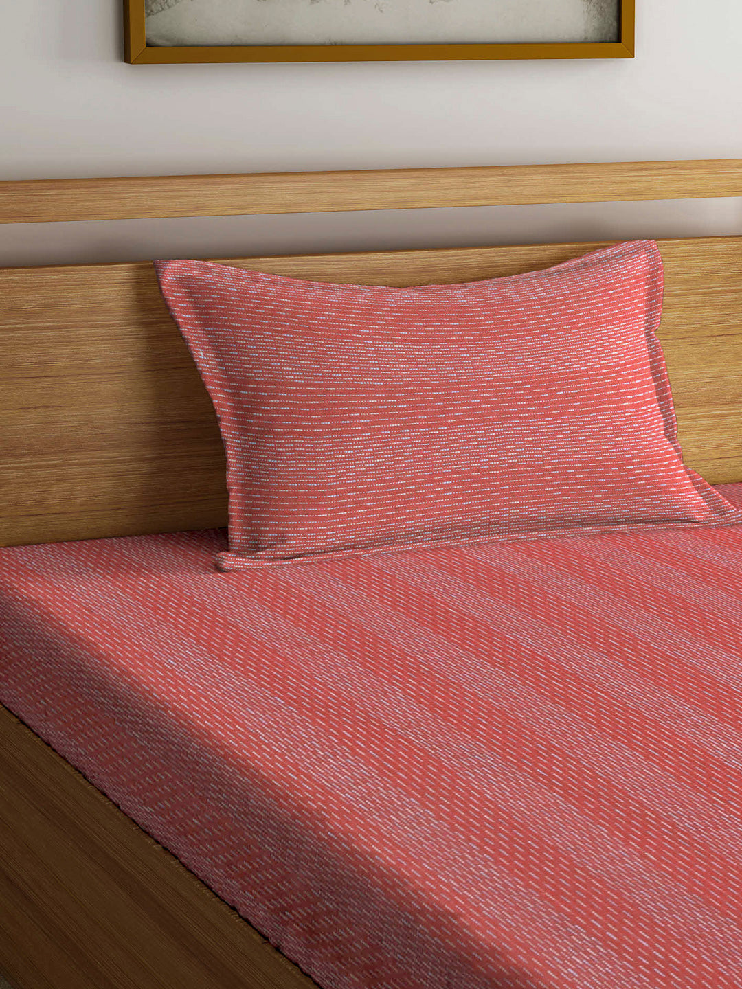 Arrabi Brown Stripes Handwoven Cotton Single Size Bedsheet with 1 Pillow Cover (230 x 150 cm)