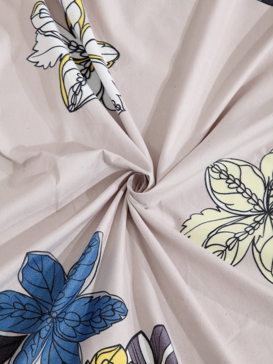 Arrabi Beige Floral TC Cotton Blend Single Size Bedsheet with 1 Pillow Cover (215 x 150 cm)
