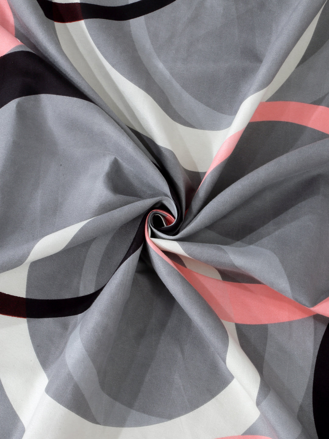 Arrabi Grey Graphic TC Cotton Blend Single Size Bedsheet with 1 Pillow Cover (215 x 150 cm)