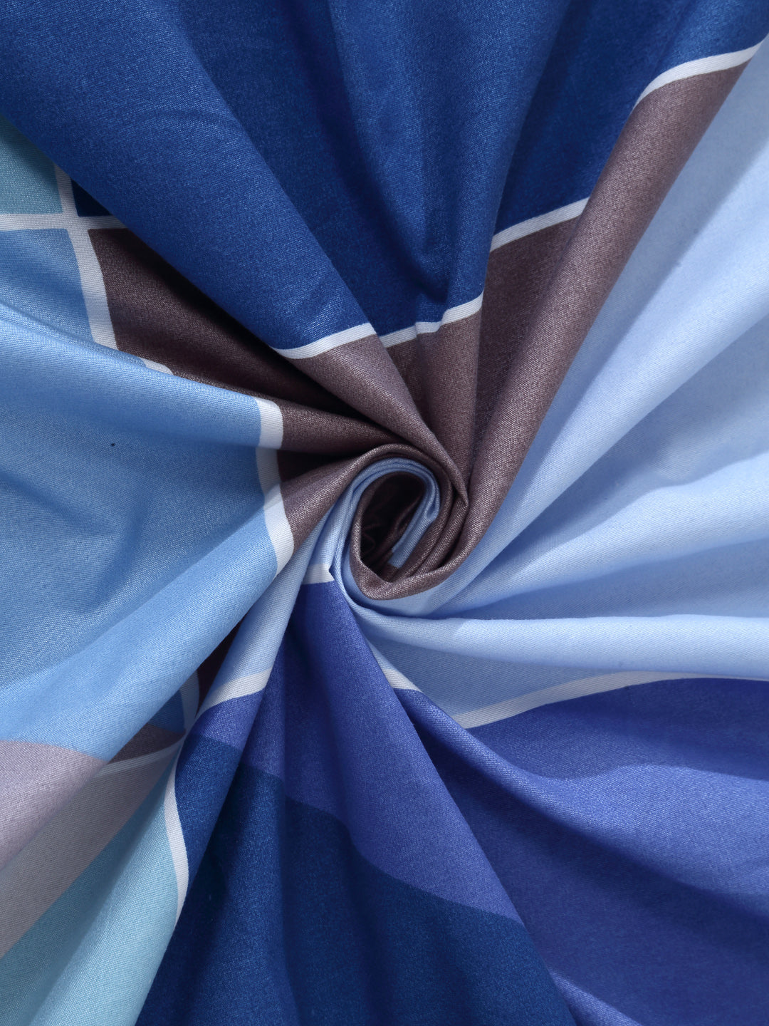 Arrabi Blue Geometric TC Cotton Blend Single Size Bedsheet with 1 Pillow Cover (215 x 150 cm)