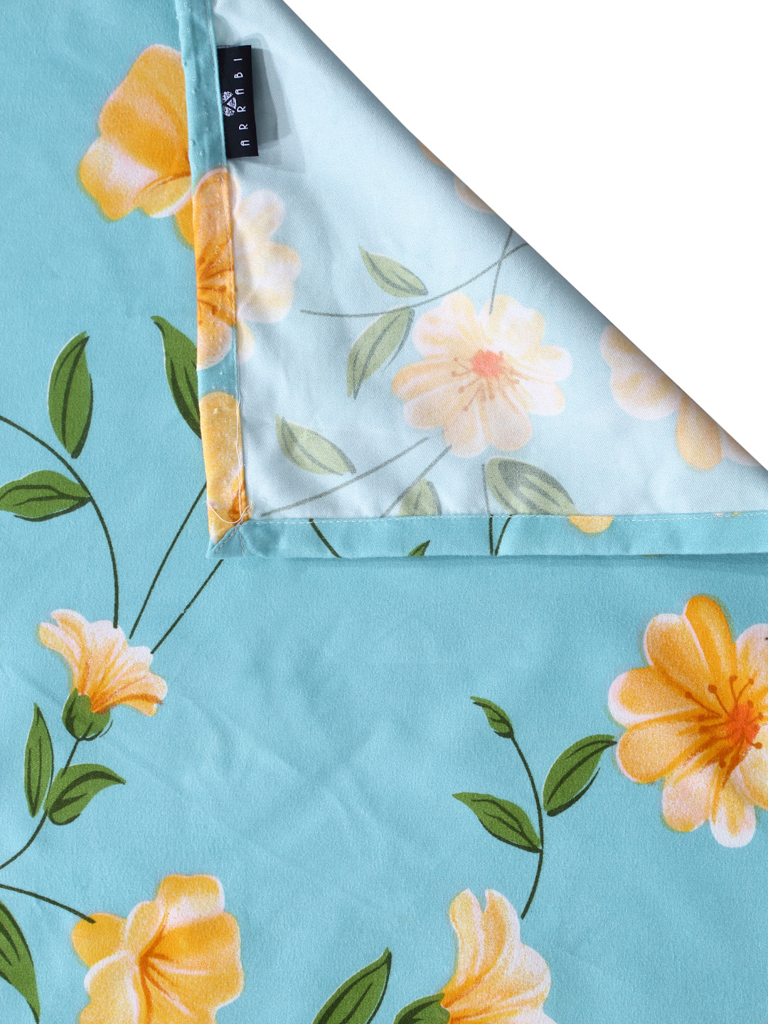 Arrabi Teal Floral Cotton Blend 6 SEATER Table Cover (180 X 130 cm)