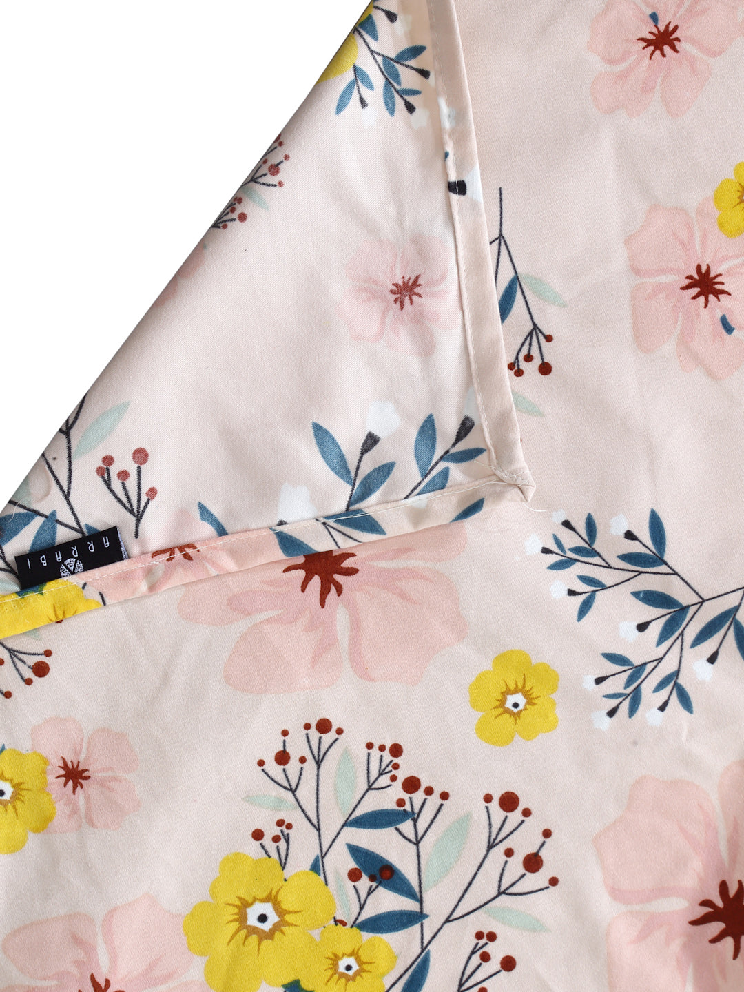 Arrabi Peach Floral Cotton Blend 6 SEATER Table Cover (180 X 130 cm)