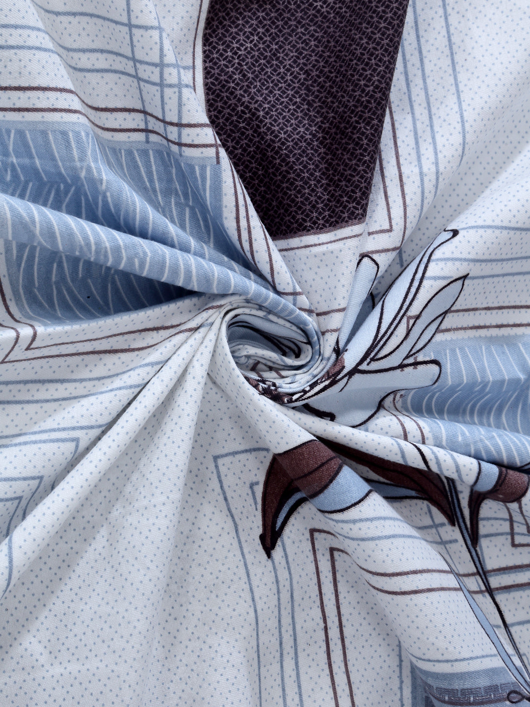 Arrabi White Floral TC Cotton Blend Single Size Bedsheet with 1 Pillow Cover (215 x 150 cm)