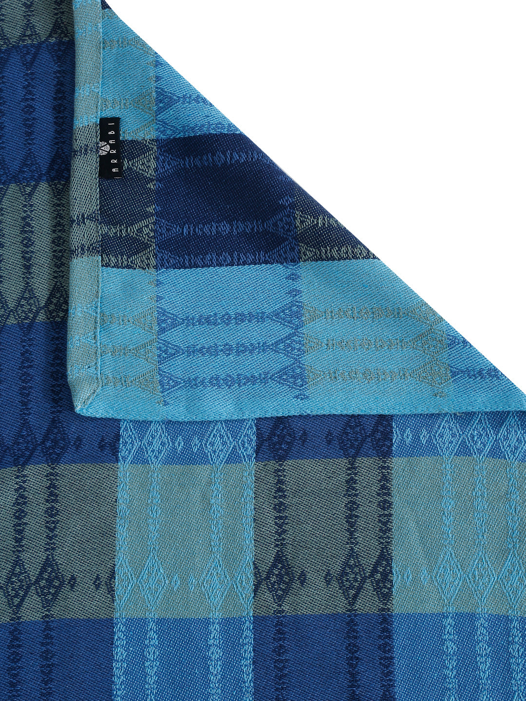 Arrabi Blue Geometric Handwoven Cotton Single Size Bedsheet with 1 Pillow Cover (225 x 150 cm)