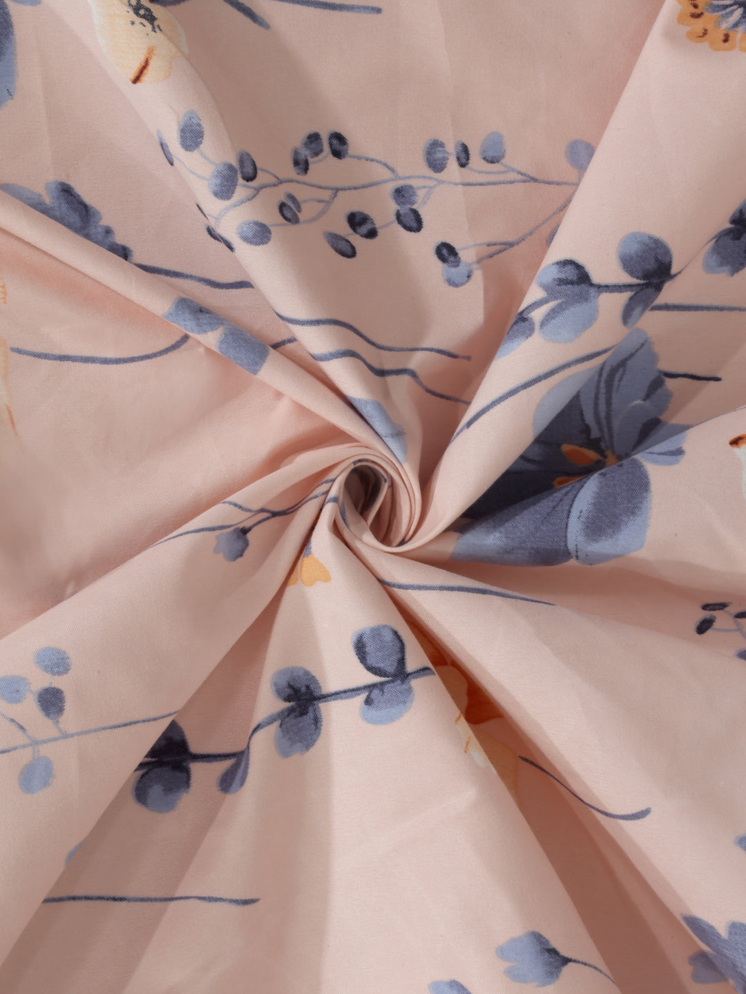 Arrabi Peach Leaf TC Cotton Blend Super King Size Bedsheet with 2 Pillow Covers (270 X 260 cm)