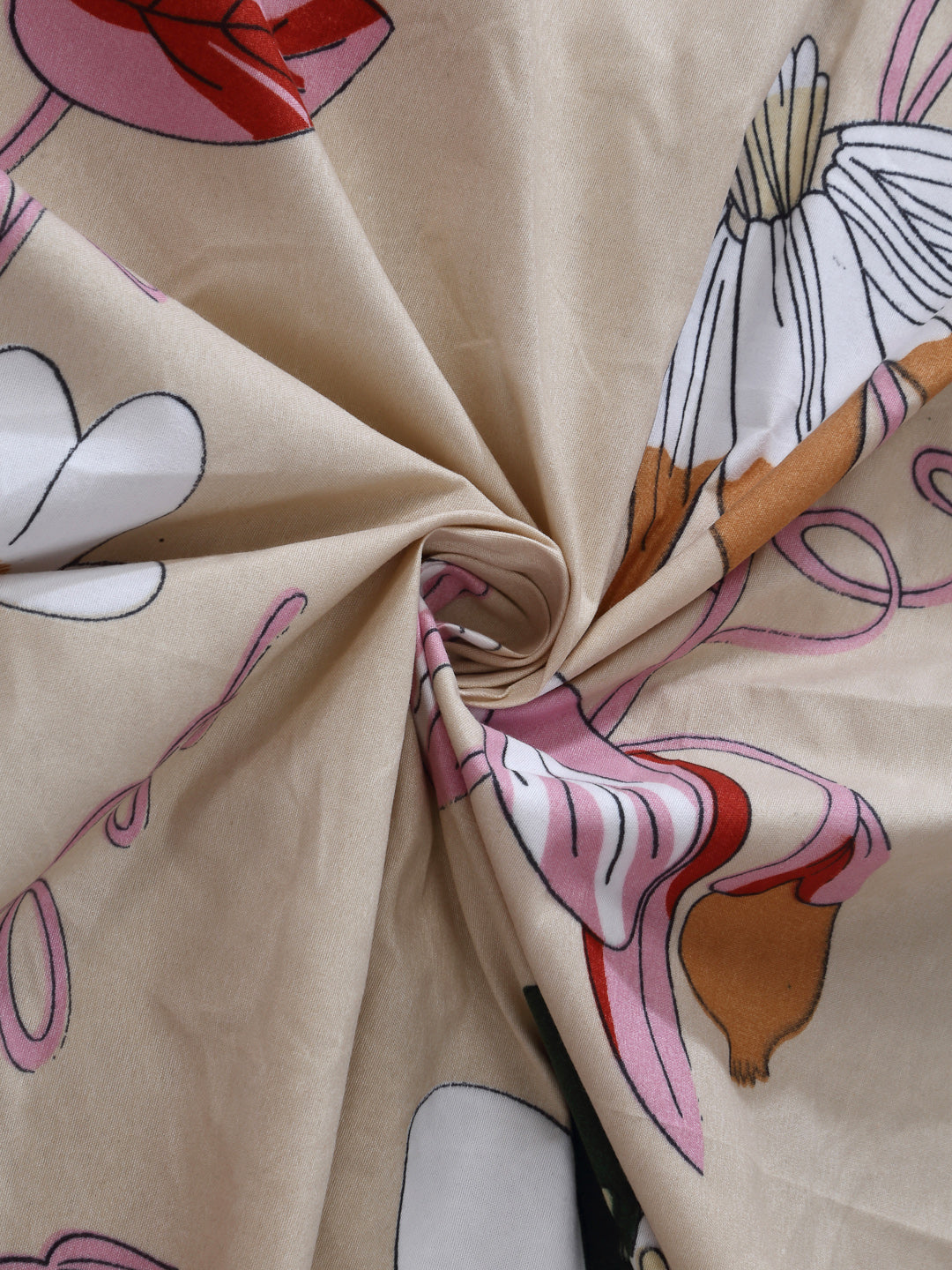Arrabi Brown Floral TC Cotton Blend Single Size Bedsheet with 1 Pillow Cover (215 x 150 cm)