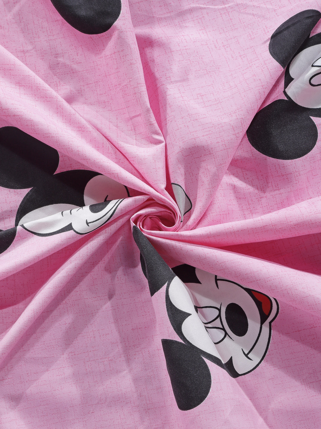 Arrabi Pink Cartoon TC Cotton Blend King Size Bookfold Bedsheet with 2 Pillow Covers (250 X 215 cm)
