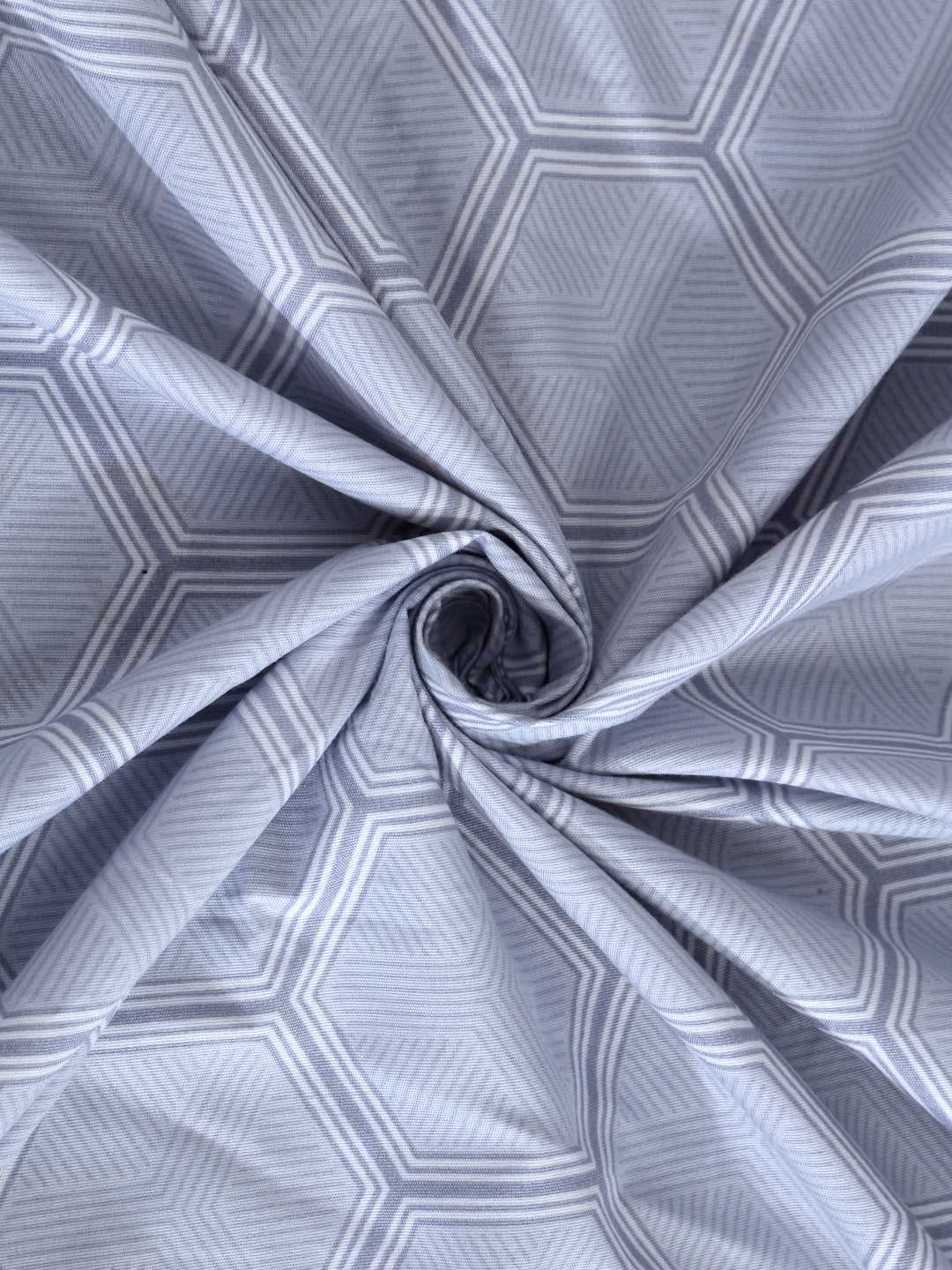 Arrabi Grey Geometric TC Cotton Blend Single Size Bedsheet with 1 Pillow Cover (215 x 150 cm)