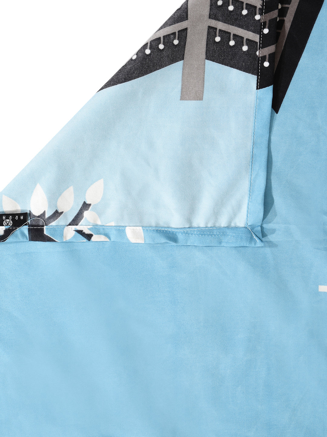 Arrabi Blue Leaf Cotton Blend 6 SEATER Table Cover (180 x 130 cm)