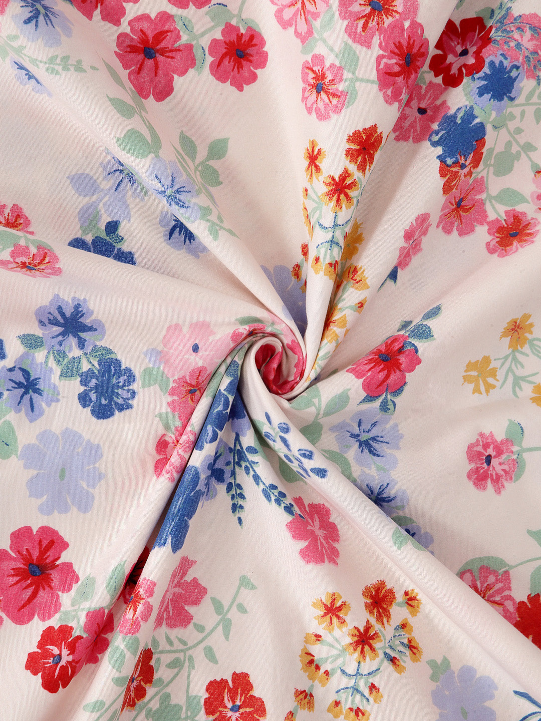 Arrabi Pink Floral TC Cotton Blend Single Size Bedsheet with 1 Pillow Cover (215 x 150 cm)