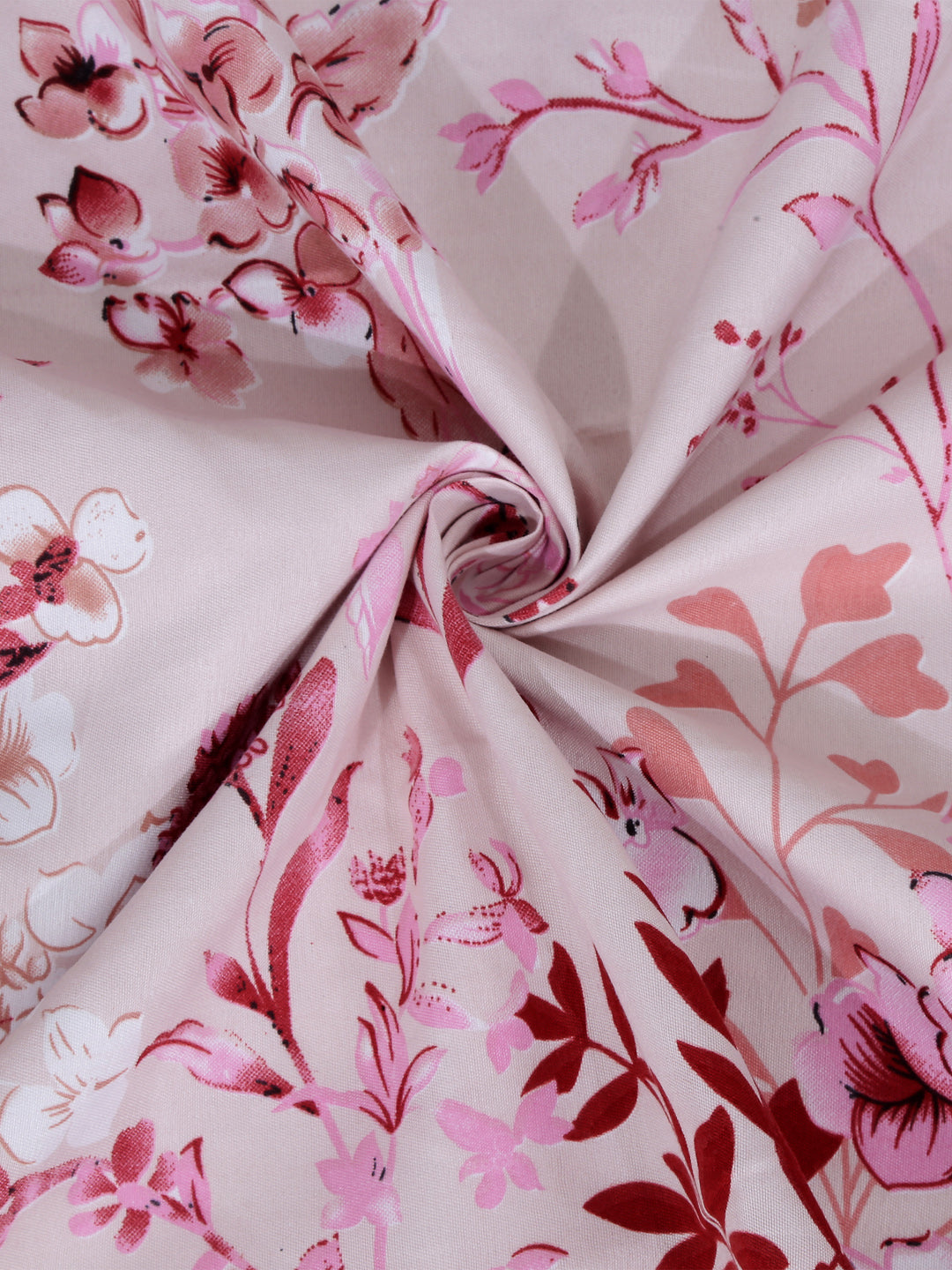Arrabi Multi Floral TC Cotton Blend Super King Size Bookfold Bedsheet with 2 Pillow Covers (270 X 260 cm)