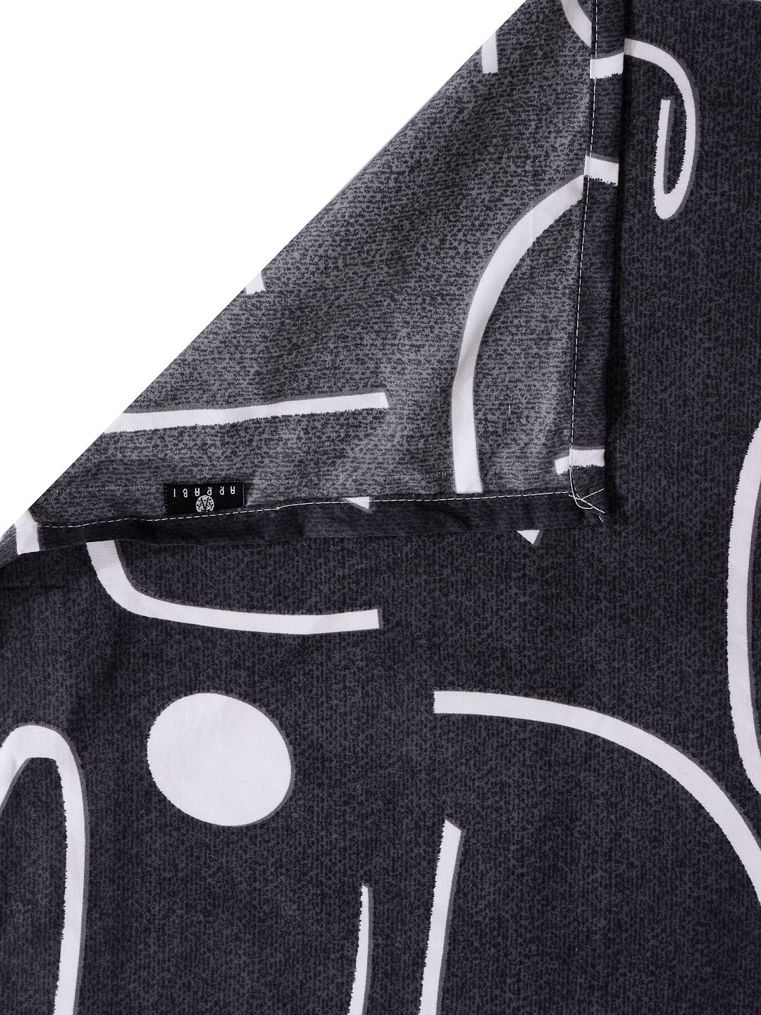 Arrabi Black Geometric Cotton Blend 6 SEATER Table Cover (180 x 130 cm)