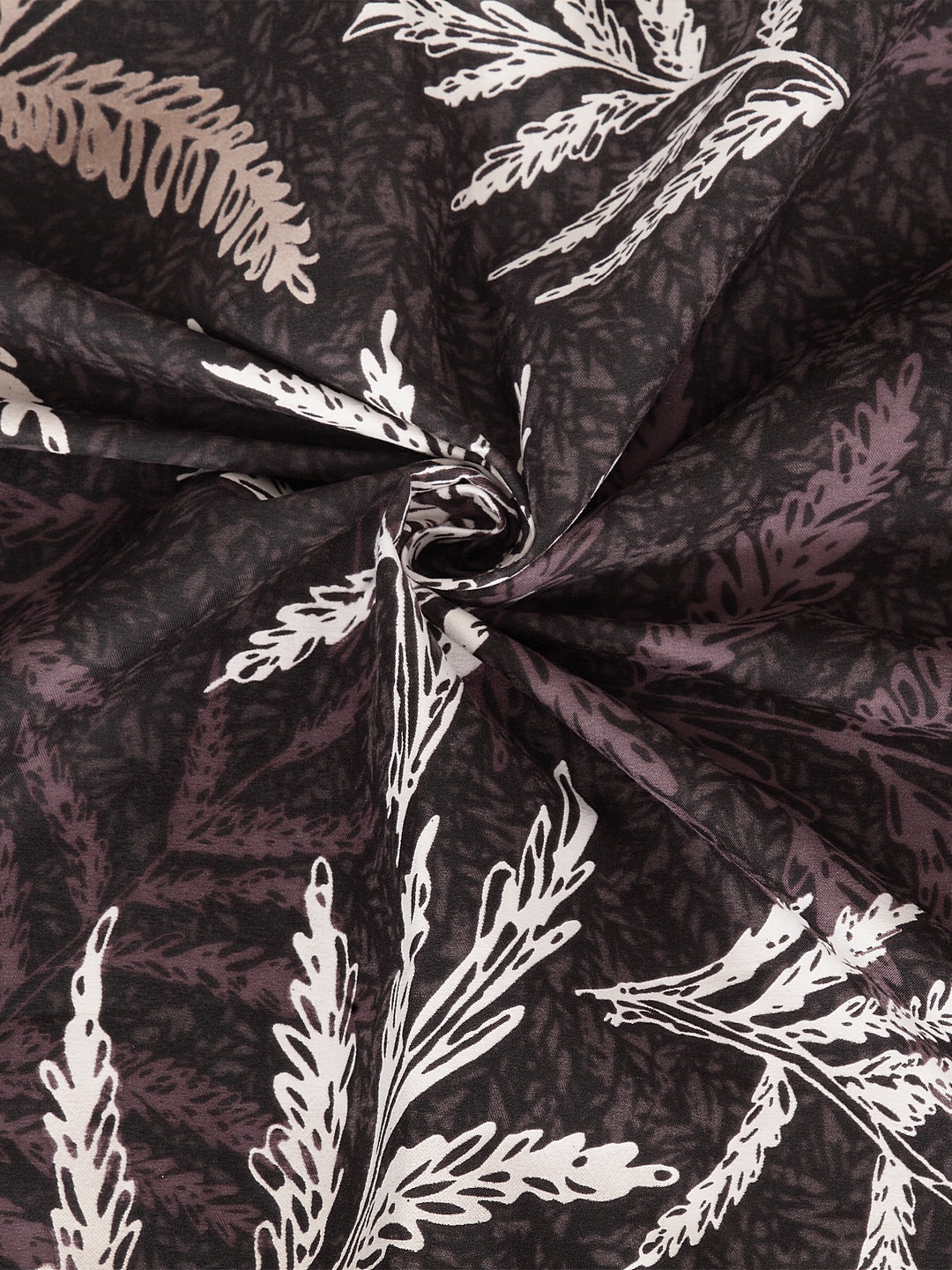 Arrabi Brown Leaf TC Cotton Blend King Bedsheet with 2 Pillow Cover (250 x 220 cm)