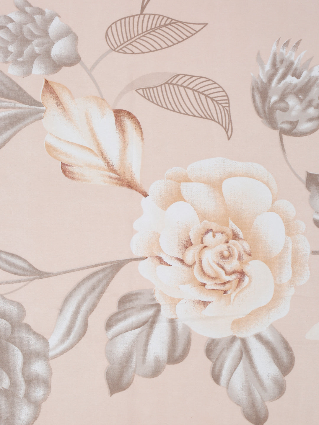 Arrabi Beige Floral Cotton Blend 8 SEATER Table Cover (215 x 150 cm)