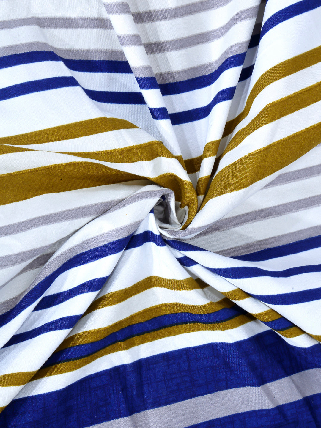 Arrabi Blue Stripes TC Cotton Blend Super King Size Bedsheet with 2 Pillow Covers (270 x 260 cm)