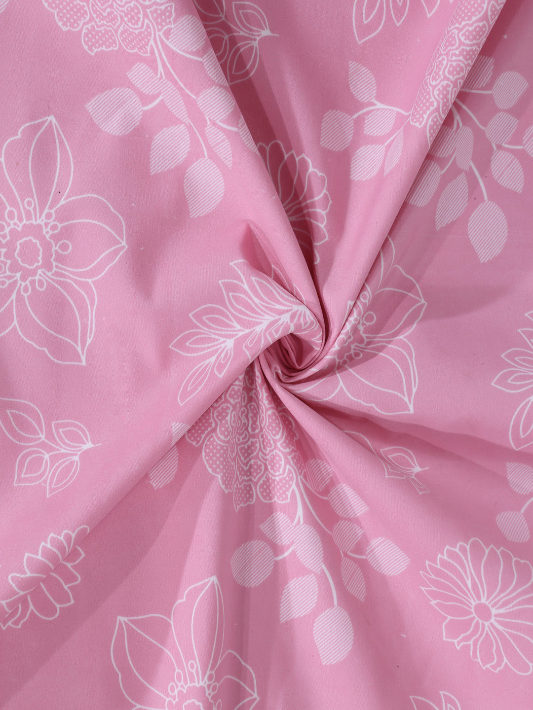 Arrabi Pink Floral TC Cotton Blend King Size Bookfold Bedsheet with 2 Pillow Covers (250 X 220 cm)