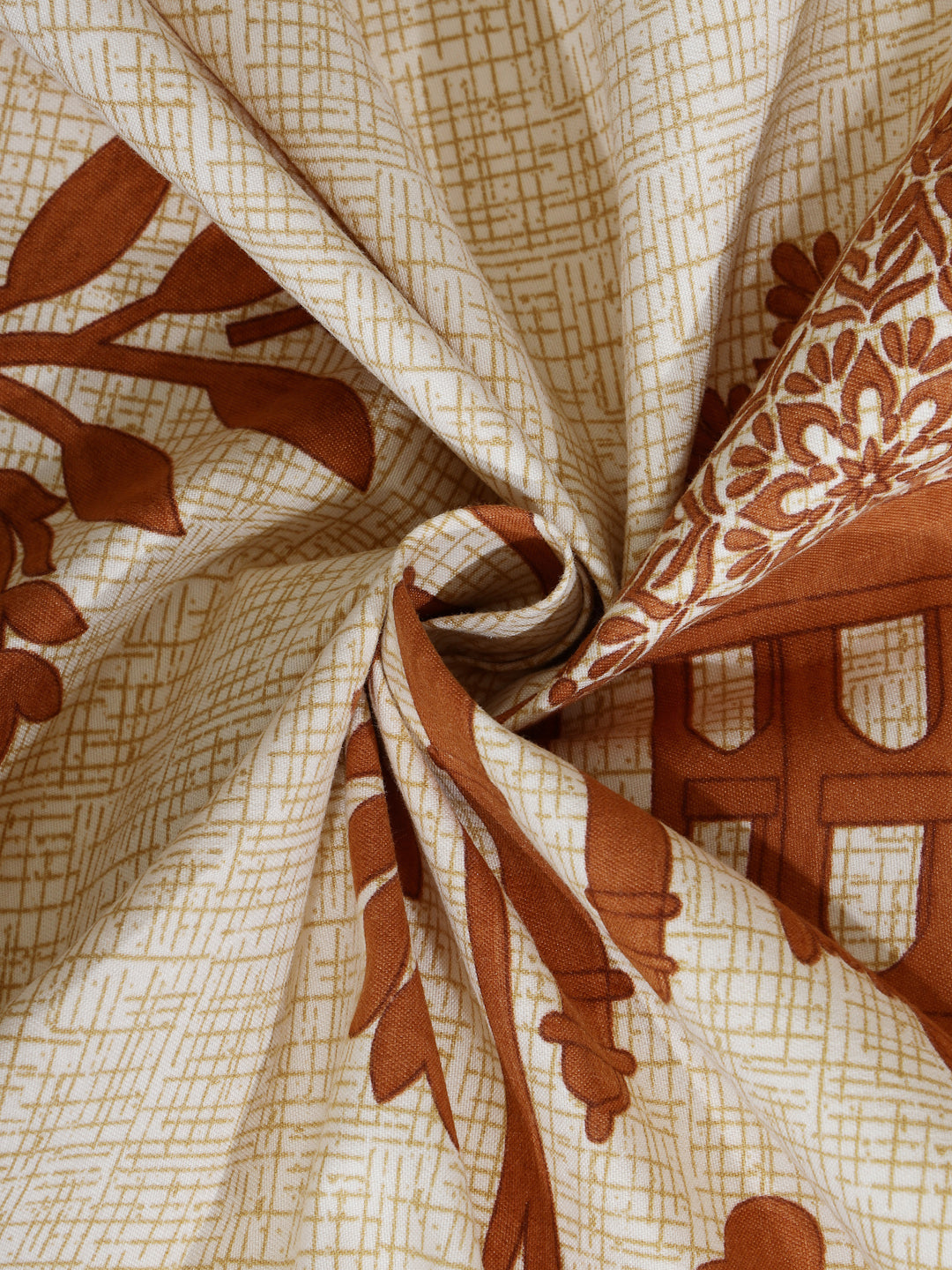 Arrabi Multi Leaf TC Cotton Blend Super King Size Bedsheet with 2 Pillow Covers (270 x 260 cm)