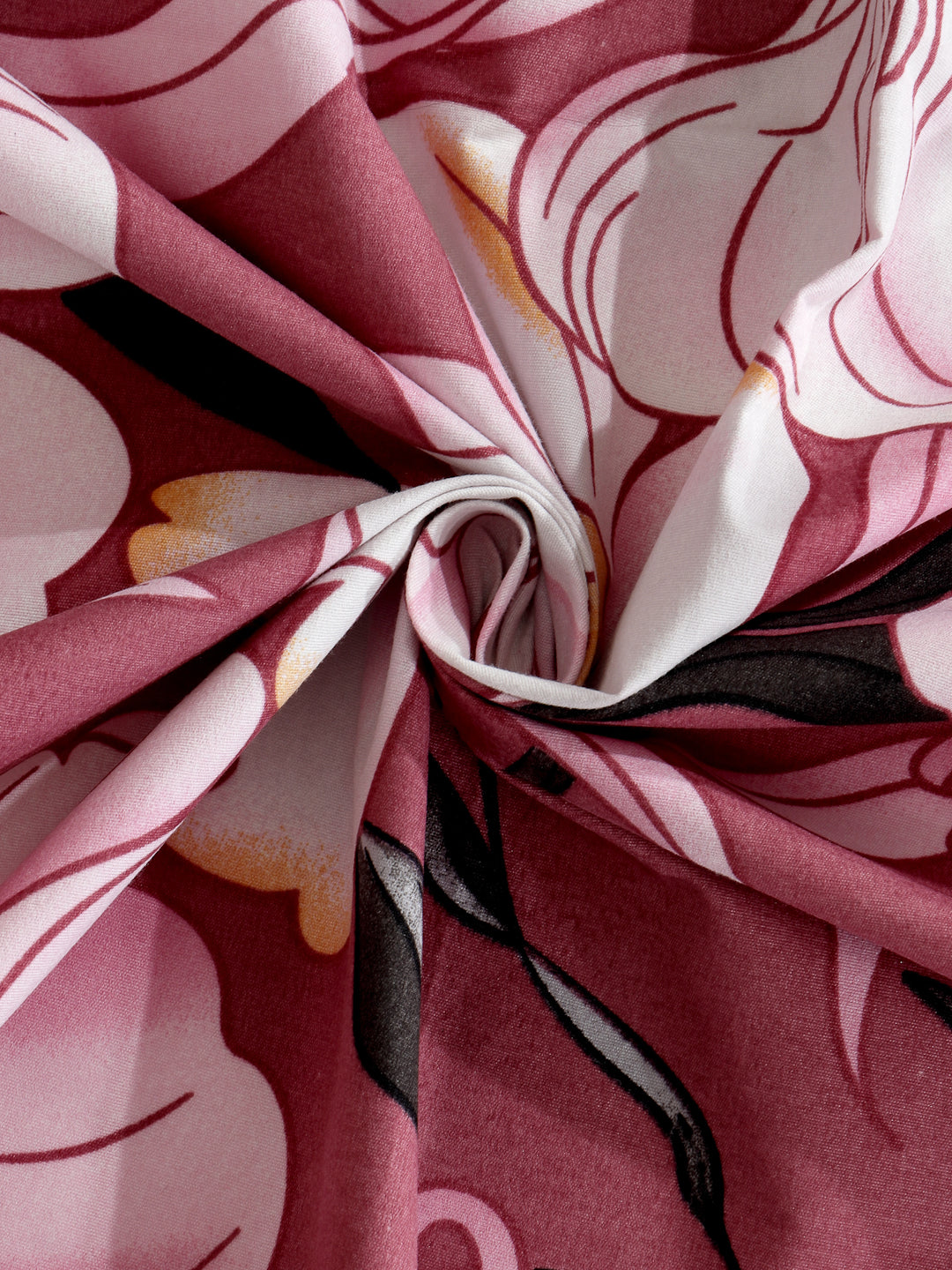 Arrabi Pink Floral TC Cotton Blend Super King Size Bedsheet with 2 Pillow Covers (270 x 260 cm)