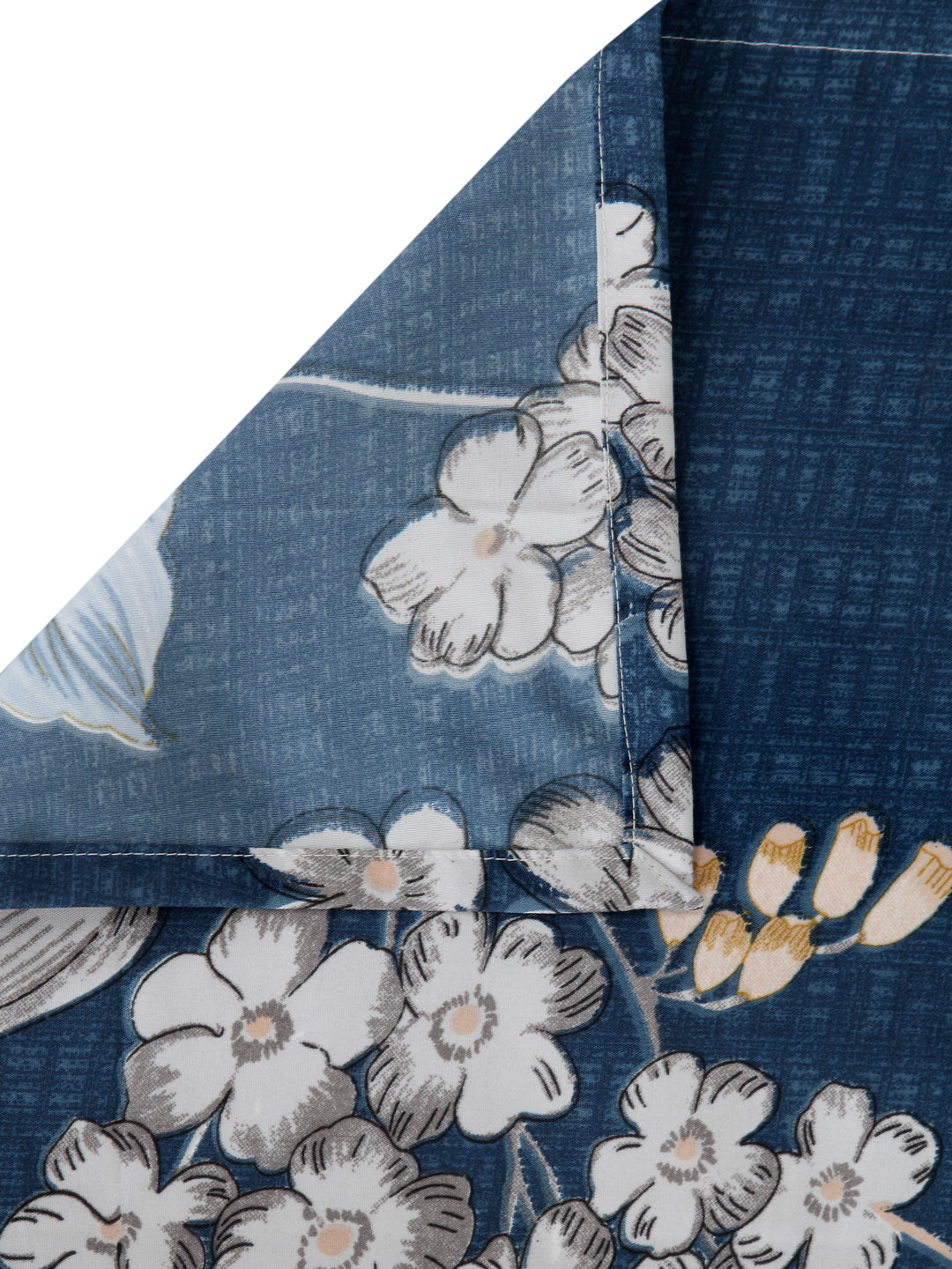 Arrabi Blue Floral TC Cotton Blend Super King Size Bookfold Bedsheet with 2 Pillow Covers (270 X 260 cm)