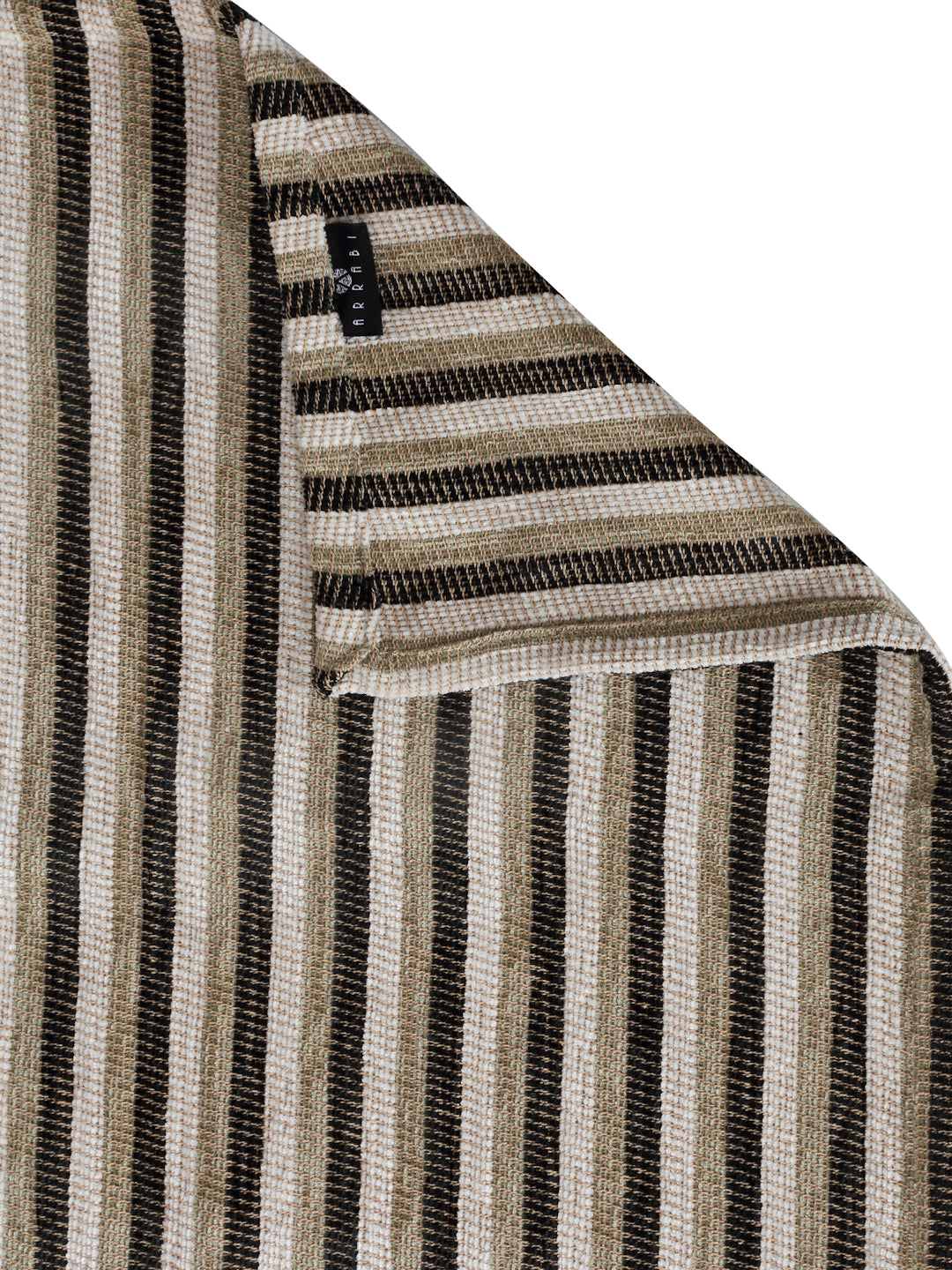 Arrabi Beige Stripes Handwoven Cotton King Size Bedsheet with 2 Pillow Covers (260 X 230 cm)