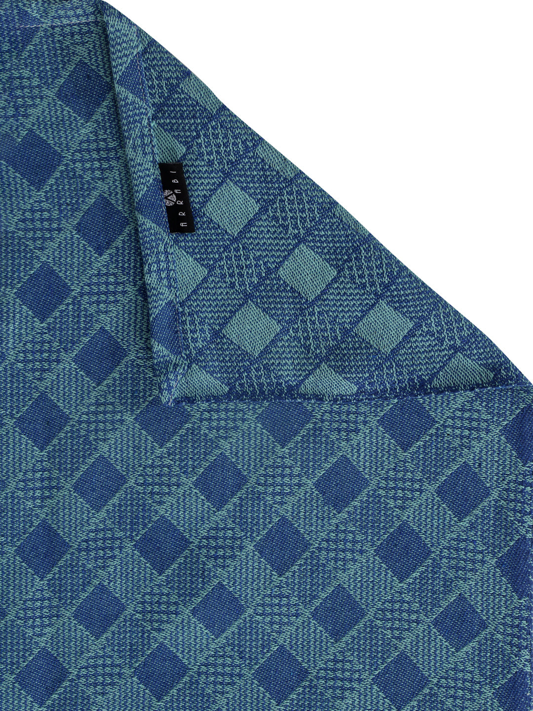 Arrabi Blue Geometric Handwoven Cotton Single Size Bedsheet with 1 Pillow Cover (215 x 150 cm)