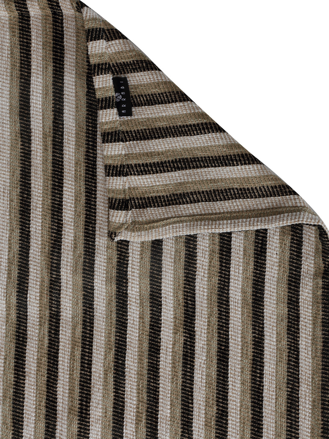 Arrabi Beige Striped Handwoven Cotton Single Size Bedsheet with 1 Pillow Cover (215 x 150 cm)