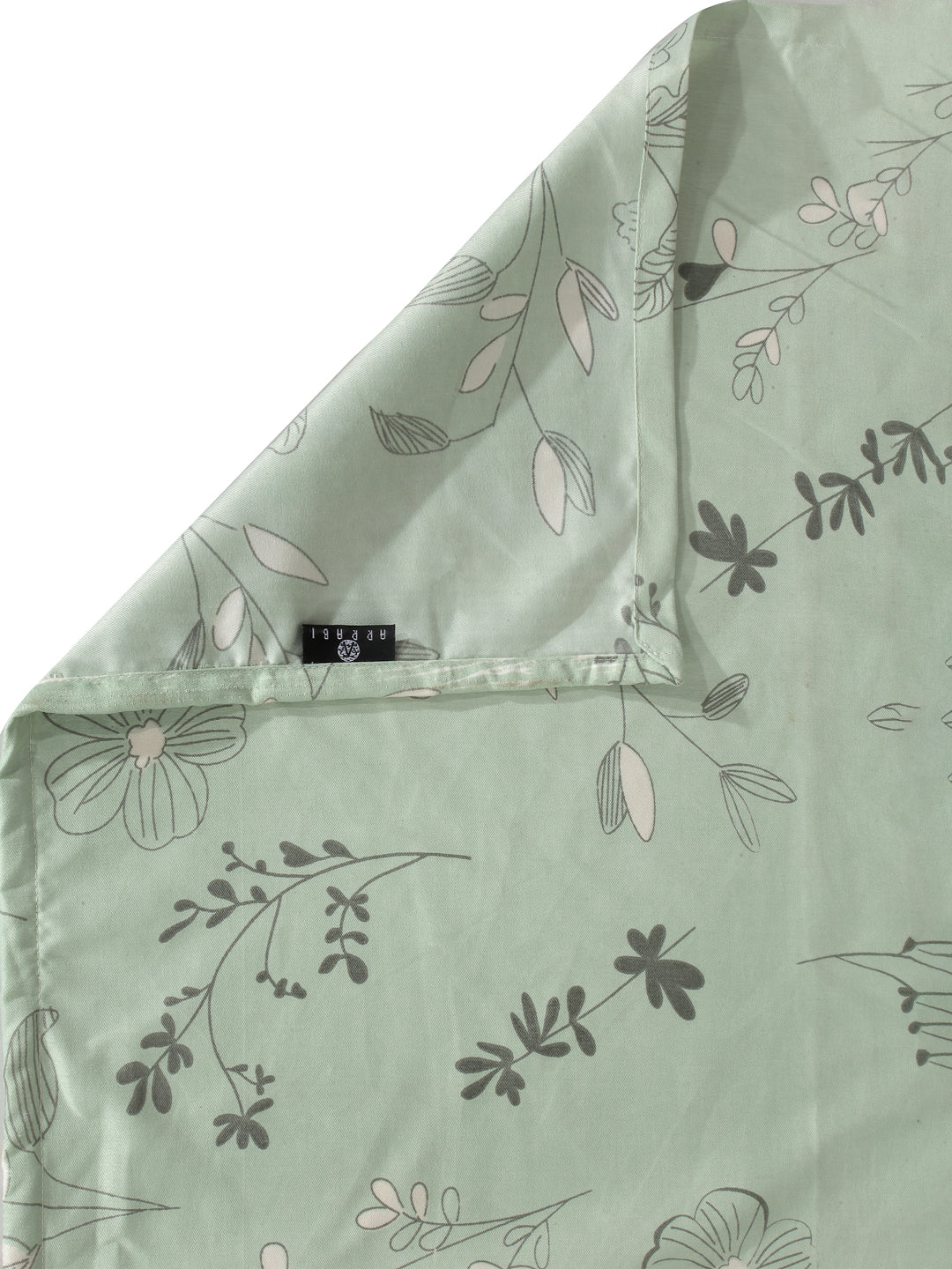 Arrabi Green Floral TC Cotton Blend Single Size Bedsheet with 1 Pillow Cover (215 x 150 cm)