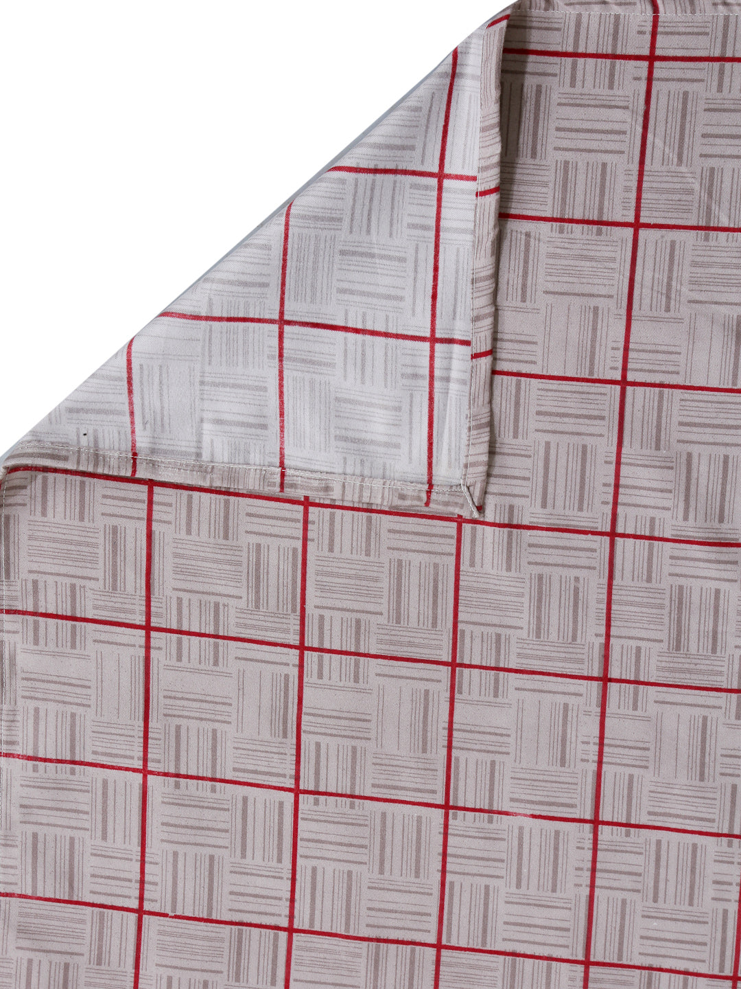 Arrabi Grey Check TC Cotton Blend Super King Size Bedsheet with 2 Pillow Cover (270 x 260 cm)