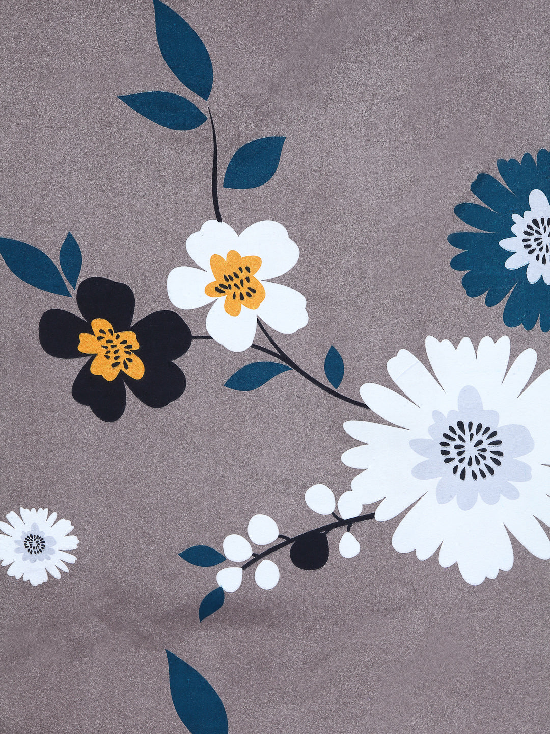 Arrabi Brown Floral TC Cotton Blend Single Size Bedsheet with 1 Pillow Cover (220 x 150 cm)