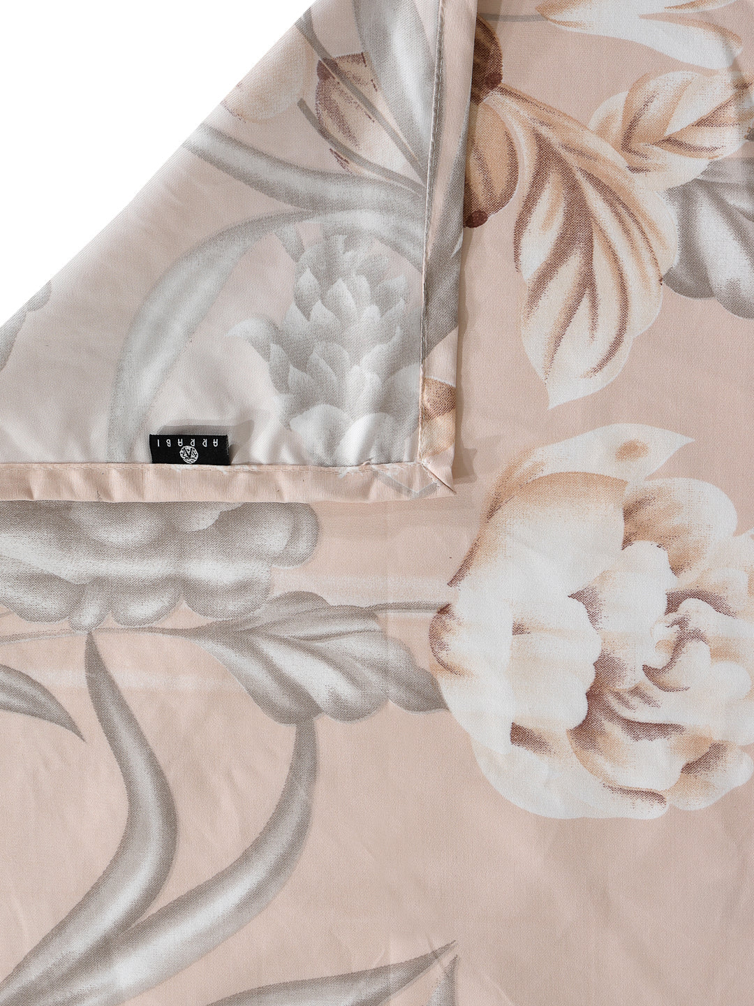 Arrabi Beige Floral TC Cotton Blend King Size Bedsheet with 2 Pillow Covers (250 x 215 cm)