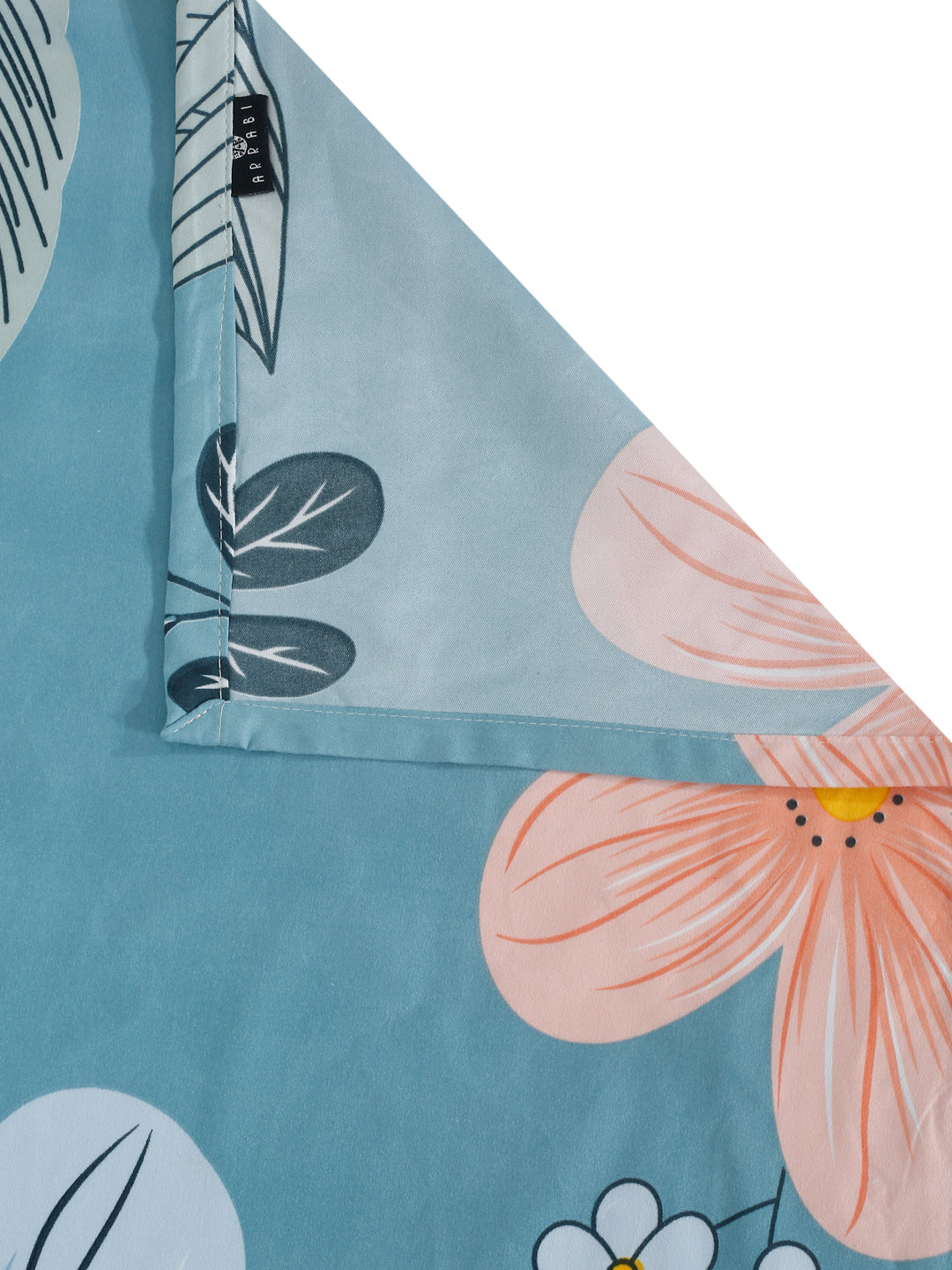 Arrabi Blue Floral TC Cotton Blend King Size Bedsheet with 2 Pillow Covers (250 x 215 cm)