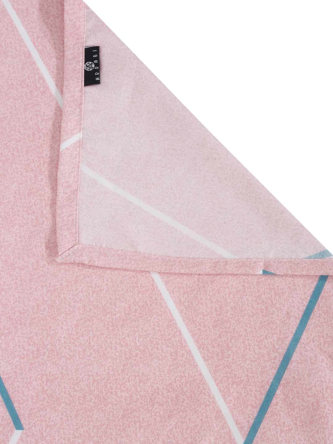 Arrabi Pink Geometric TC Cotton Blend King Size Bedsheet with 2 Pillow Covers (250 x 215 cm)