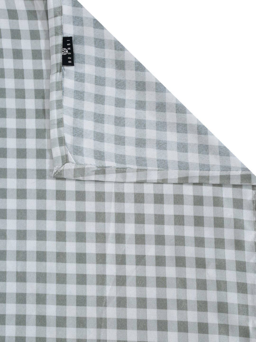 Arrabi Grey Checks TC Cotton Blend King Size Bedsheet with 2 Pillow Covers (250 x 215 cm)