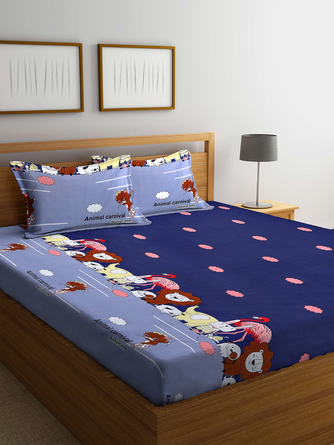 Kid's Special King Size TC Cotton Blend Bed Sheet Set with 2 Pillow Covers by Arrabi® (250 x 225 cm)