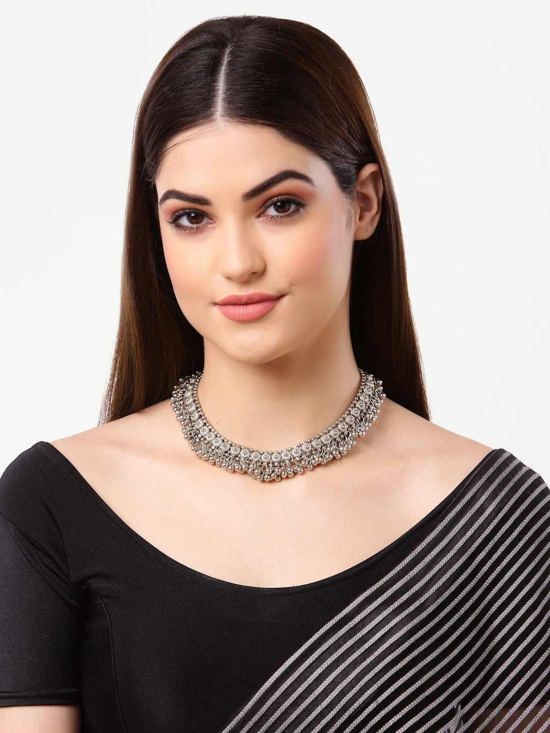 Arrabi Metallic Oxidised Necklace (30 cm)