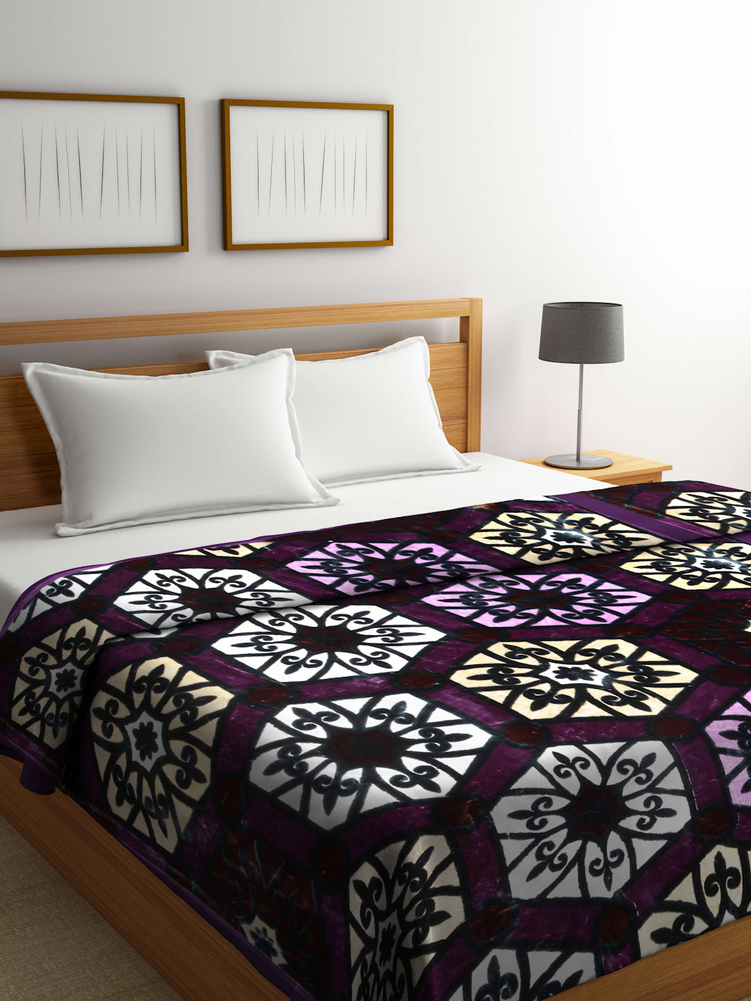 Arrabi Multi Floral Wool Blend 1100 GSM Full Size Double Bed Blanket (220 X 210 cm)