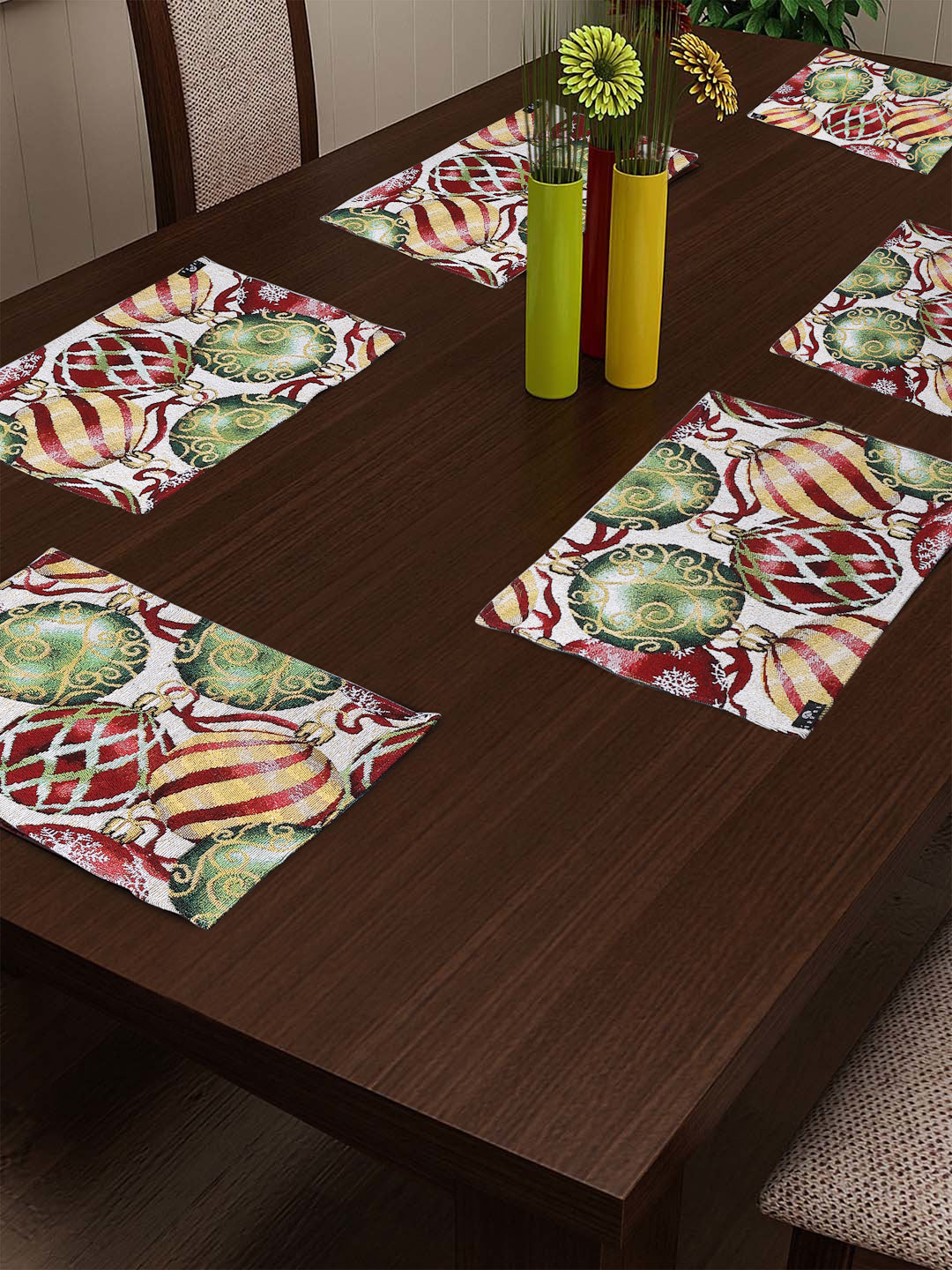 Arrabi Multi Graphic Cotton Blend Full Size Table Mat (Pack of 6) (45 X 30 cm)