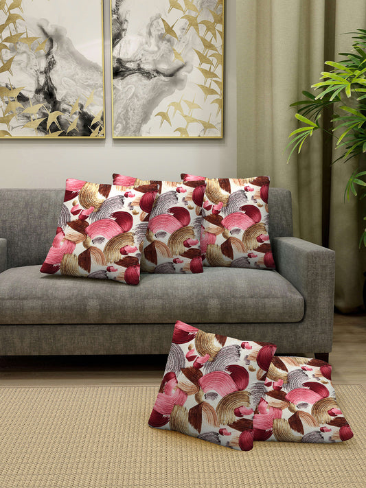 Arrabi Multi Geometric TC Cotton Blend Cushion Covers (Pack of 5) (40 x 40 cm)