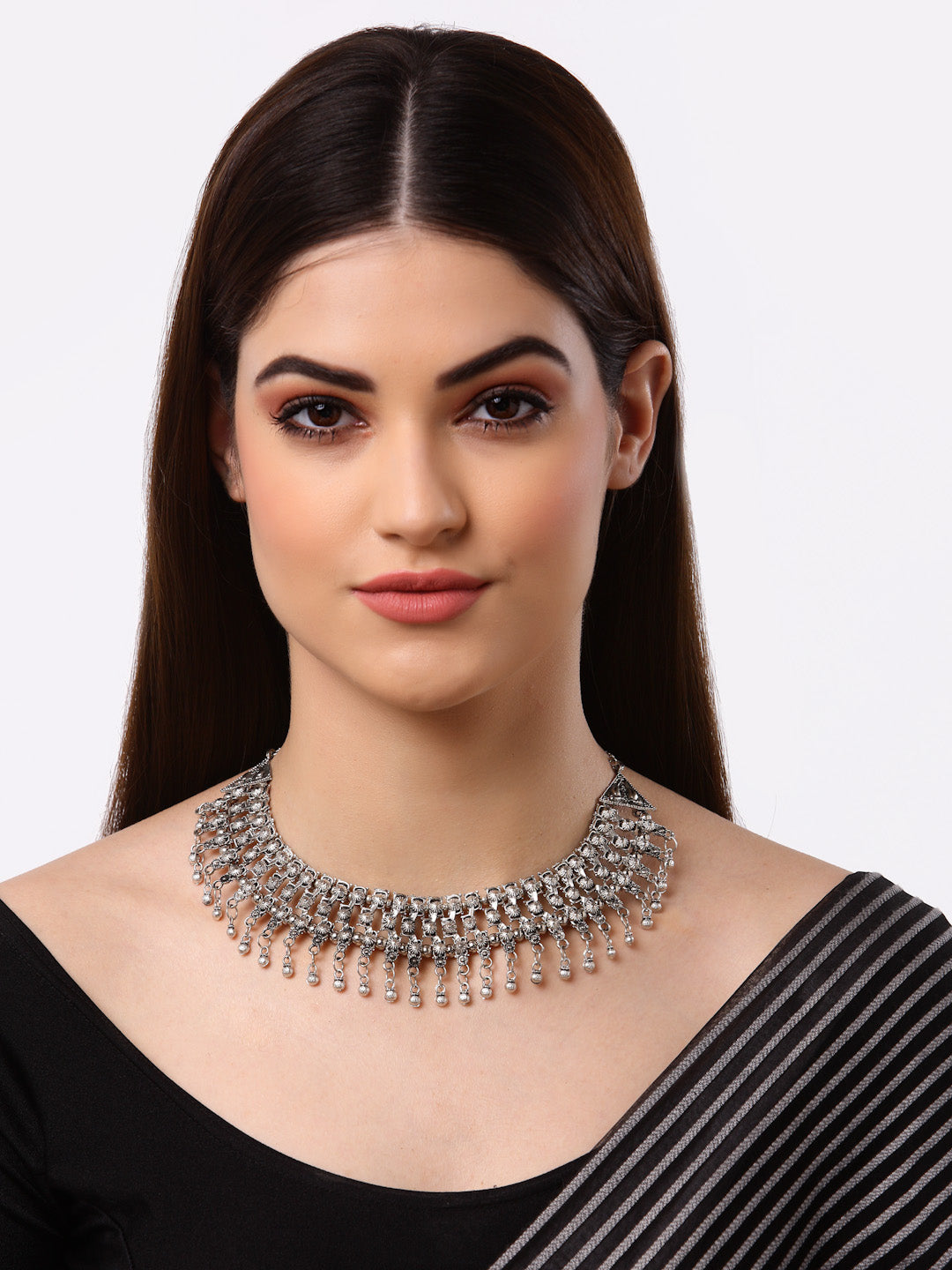 Arrabi Metallic Oxidised Necklace (30 cm)