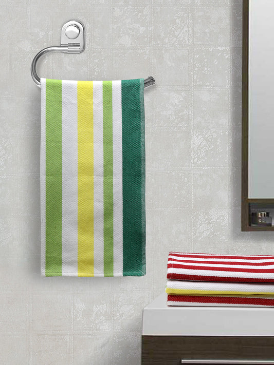 Arrabi Multi Stripes Handwoven Cotton Hand Towel (Set of 4) (85 X 35 cm)