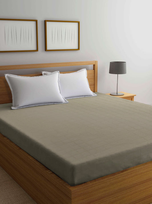 Arrabi Brown Solid TC Cotton Blend 210 GSM Double Bed Size Mattress Protector (250 X 230 cm)